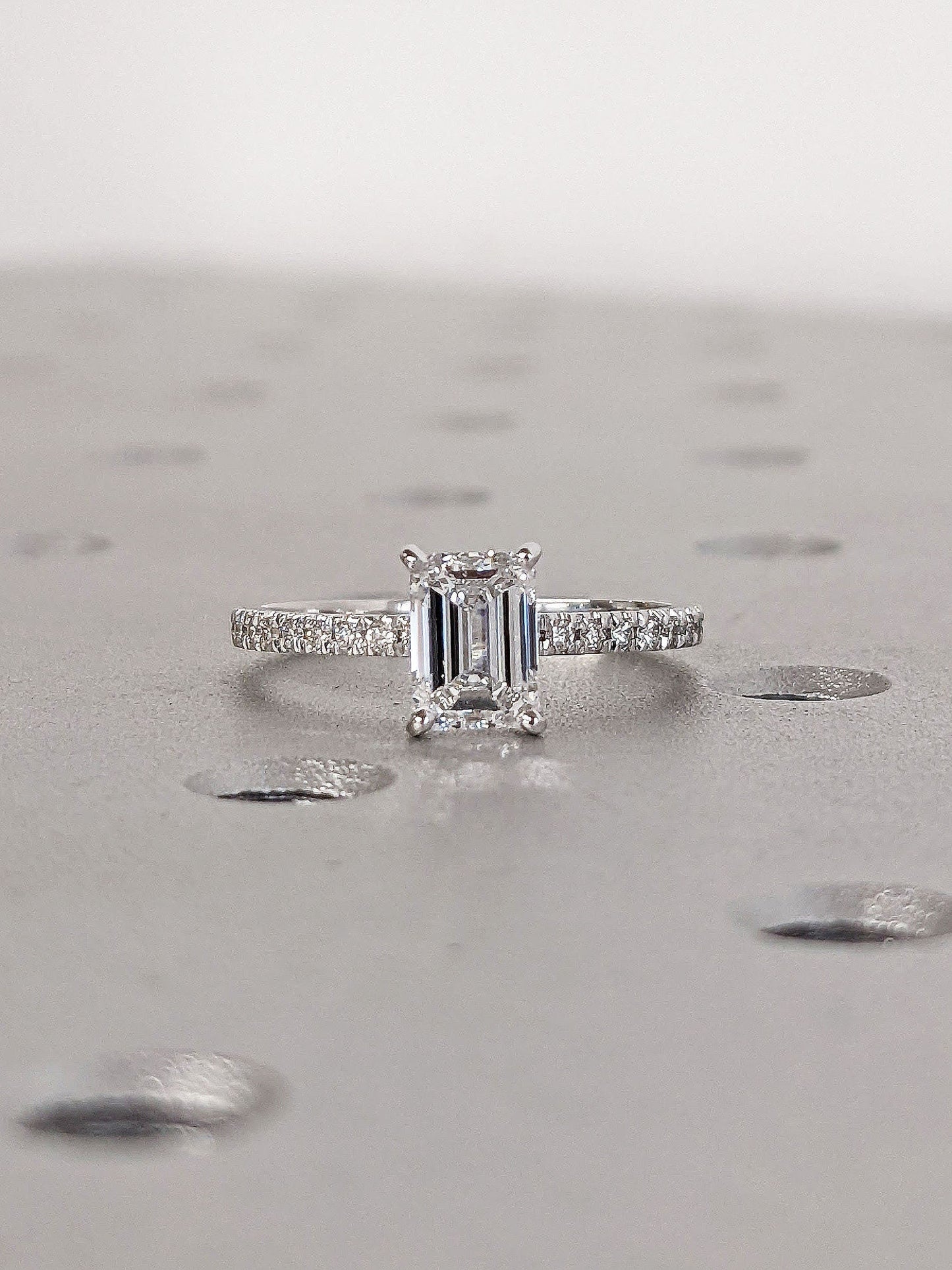 Asscher Three Stones Engagement Ring – 5.75 CT Moissanite Diamond