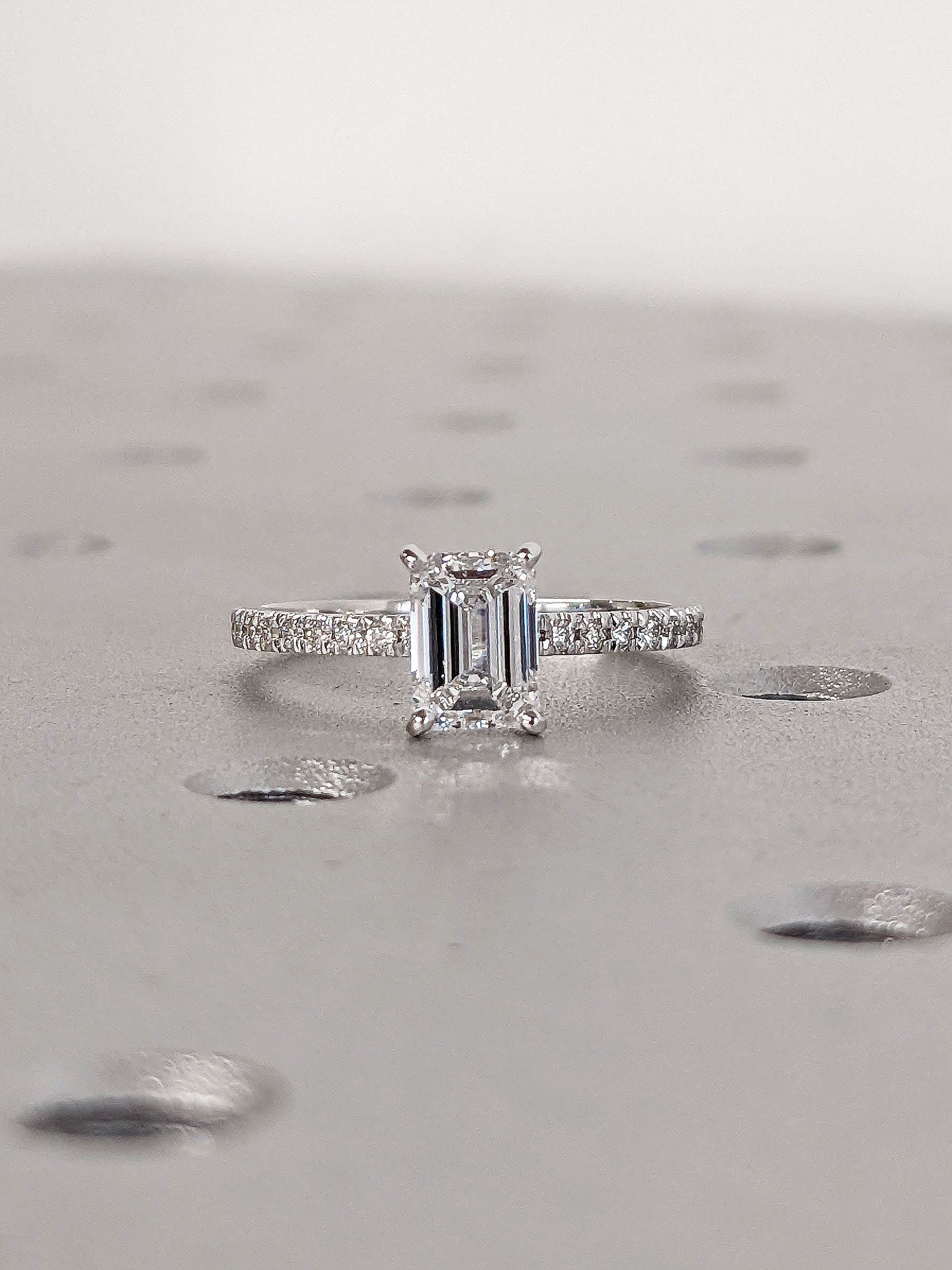 Asscher Three Stones Engagement Ring – 5.75 CT Moissanite Diamond
