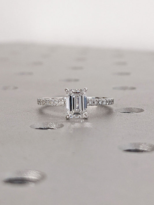 Asscher Three Stones Engagement Ring – 5.75 CT Moissanite Diamond
