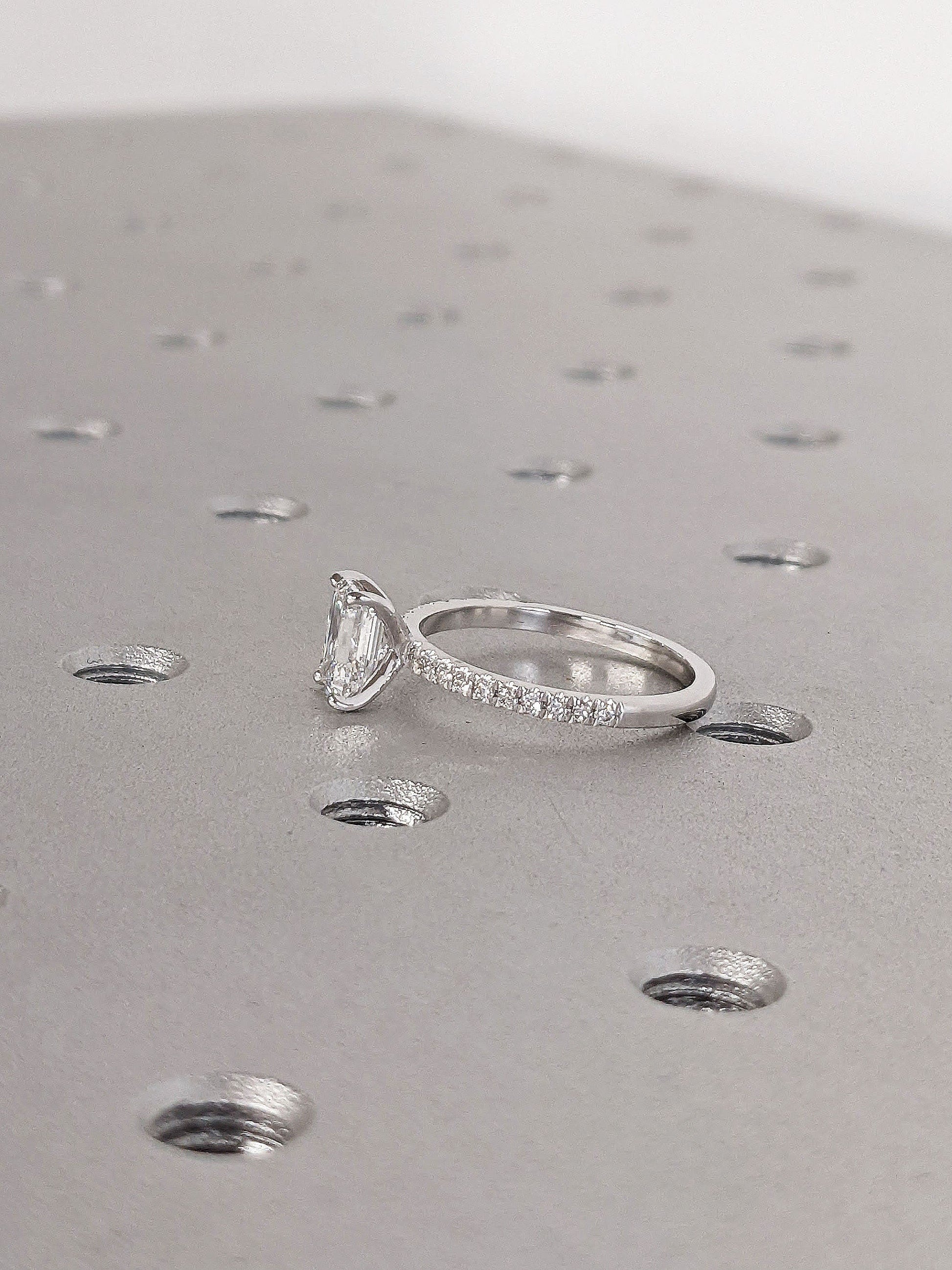 Asscher Three Stones Engagement Ring – 5.75 CT Moissanite Diamond