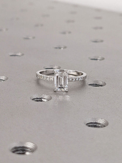 Asscher Three Stones Engagement Ring – 5.75 CT Moissanite Diamond