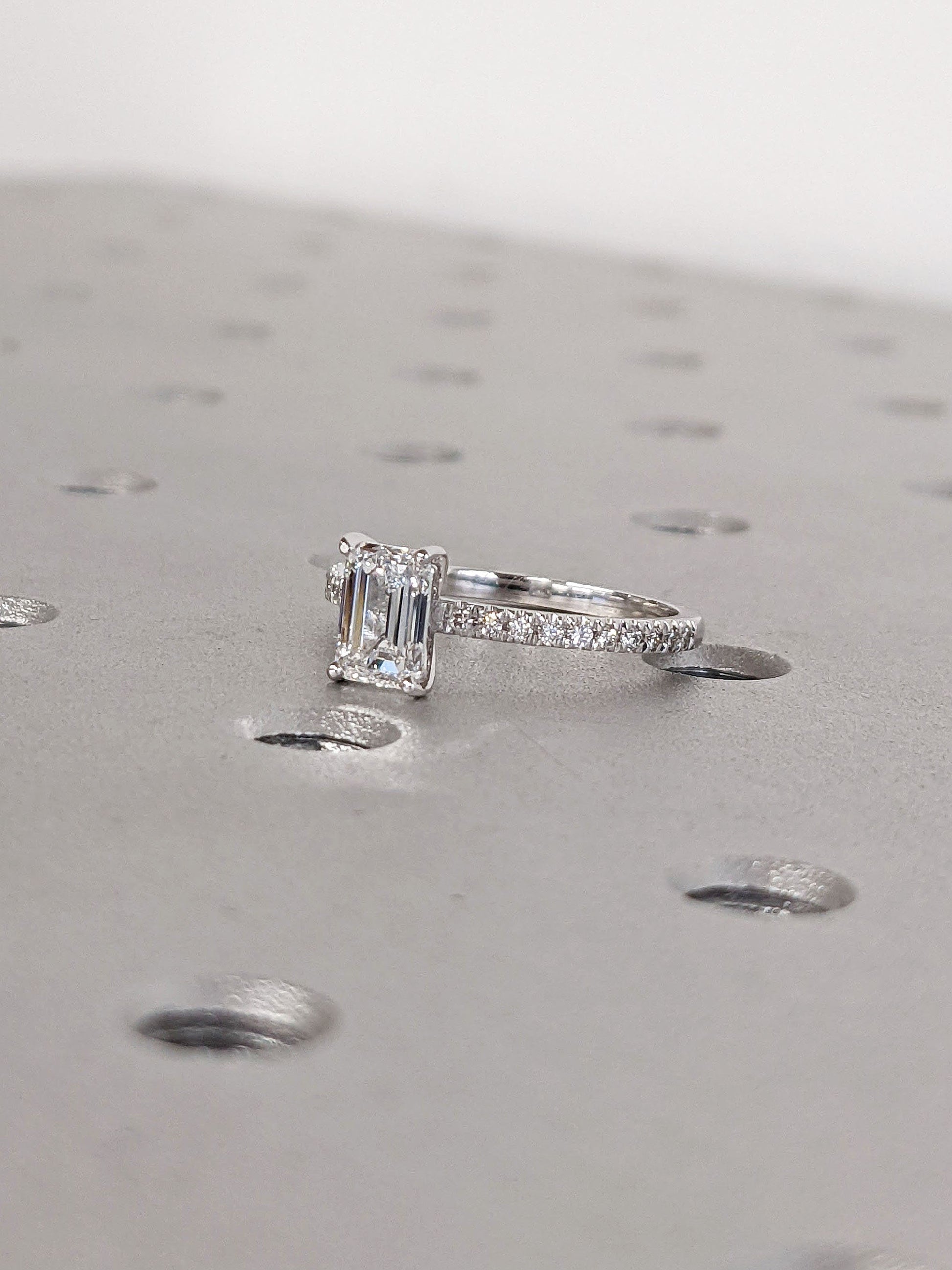 Asscher Three Stones Engagement Ring – 5.75 CT Moissanite Diamond
