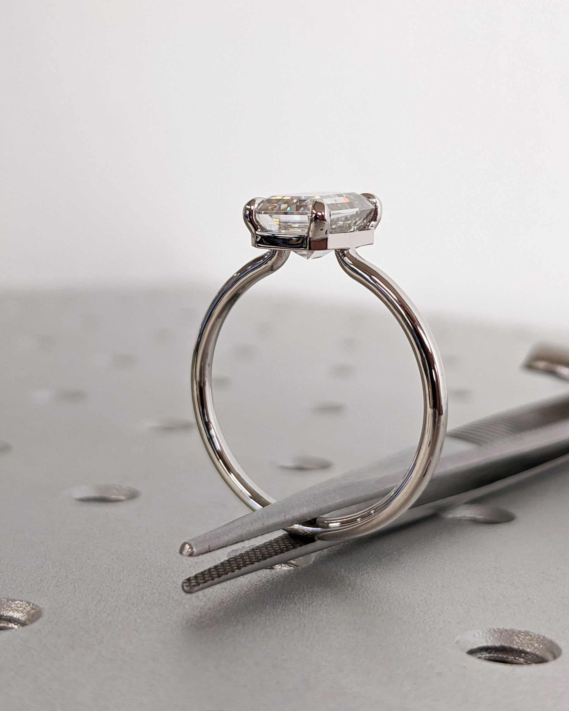 Asscher Three Stones Engagement Ring – 5.75 CT Moissanite Diamond