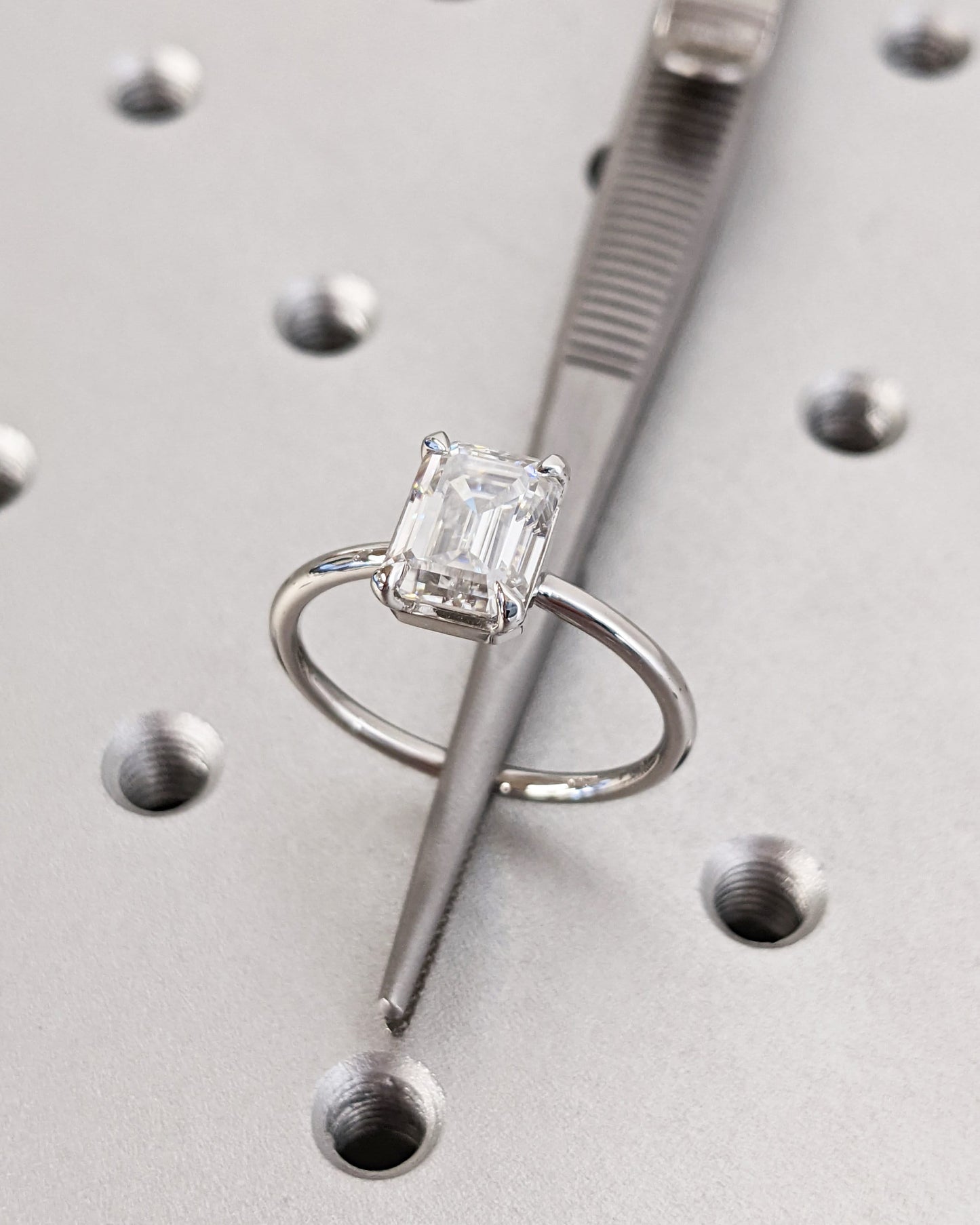 Asscher Three Stones Engagement Ring – 5.75 CT Moissanite Diamond