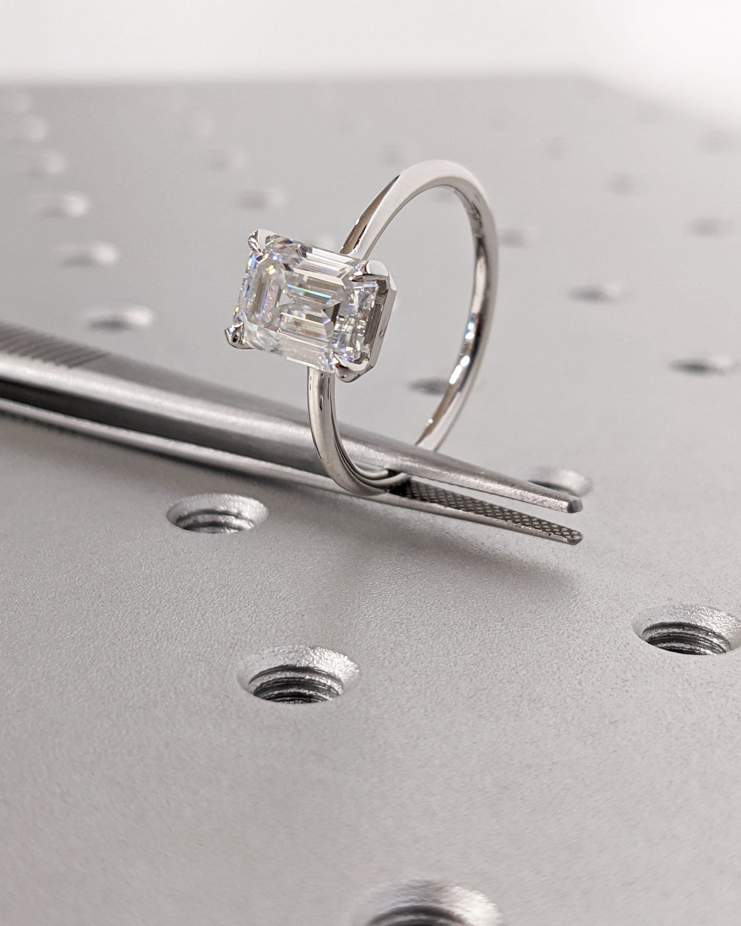 Asscher Three Stones Engagement Ring – 5.75 CT Moissanite Diamond
