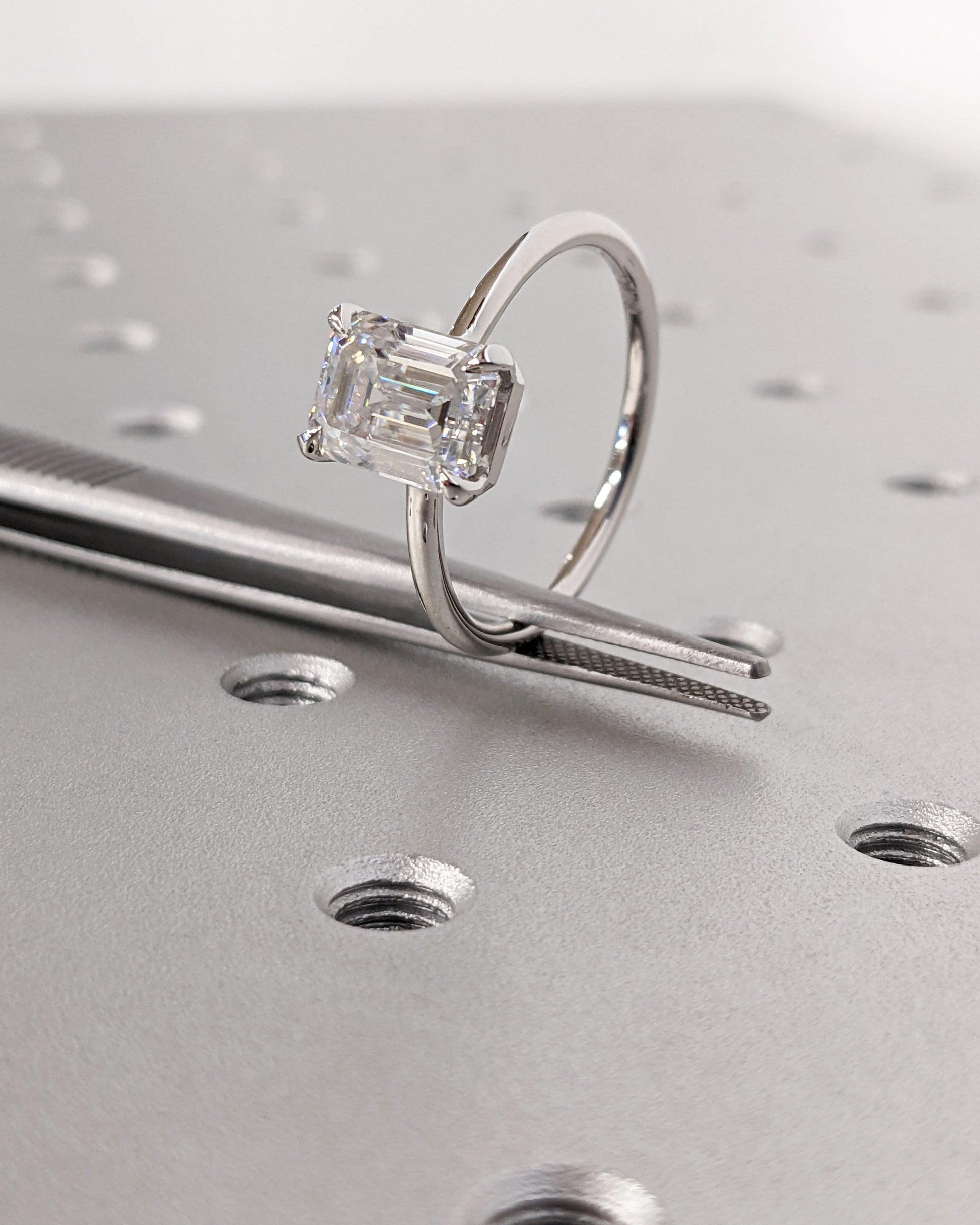 Asscher Three Stones Engagement Ring – 5.75 CT Moissanite Diamond