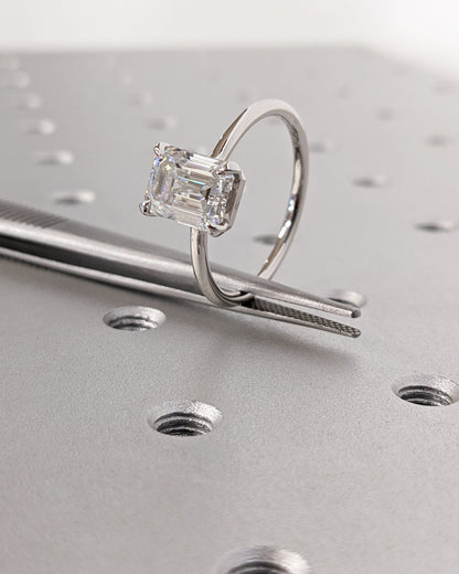Asscher Three Stones Engagement Ring – 5.75 CT Moissanite Diamond