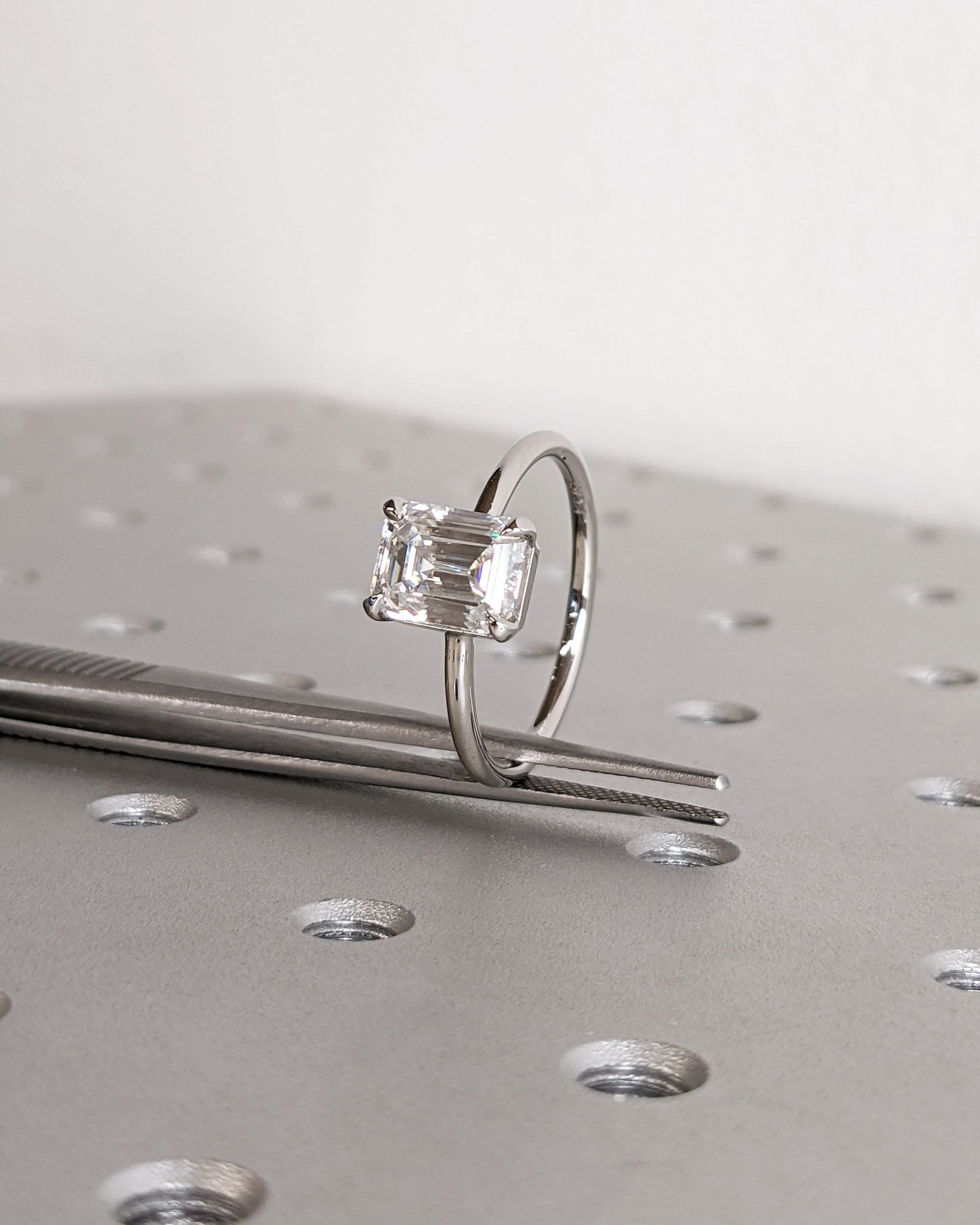 Asscher Three Stones Engagement Ring – 5.75 CT Moissanite Diamond