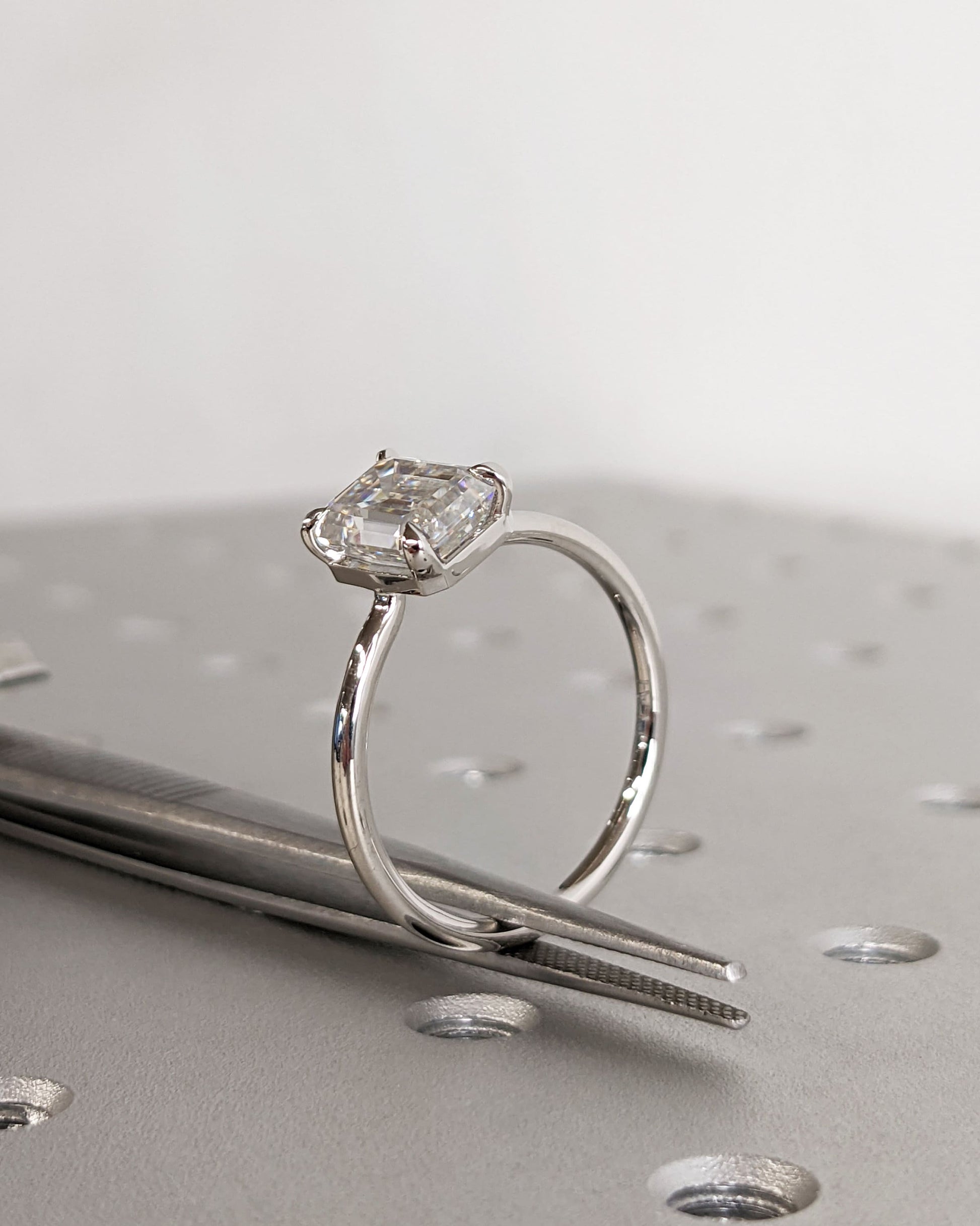 Asscher Three Stones Engagement Ring – 5.75 CT Moissanite Diamond