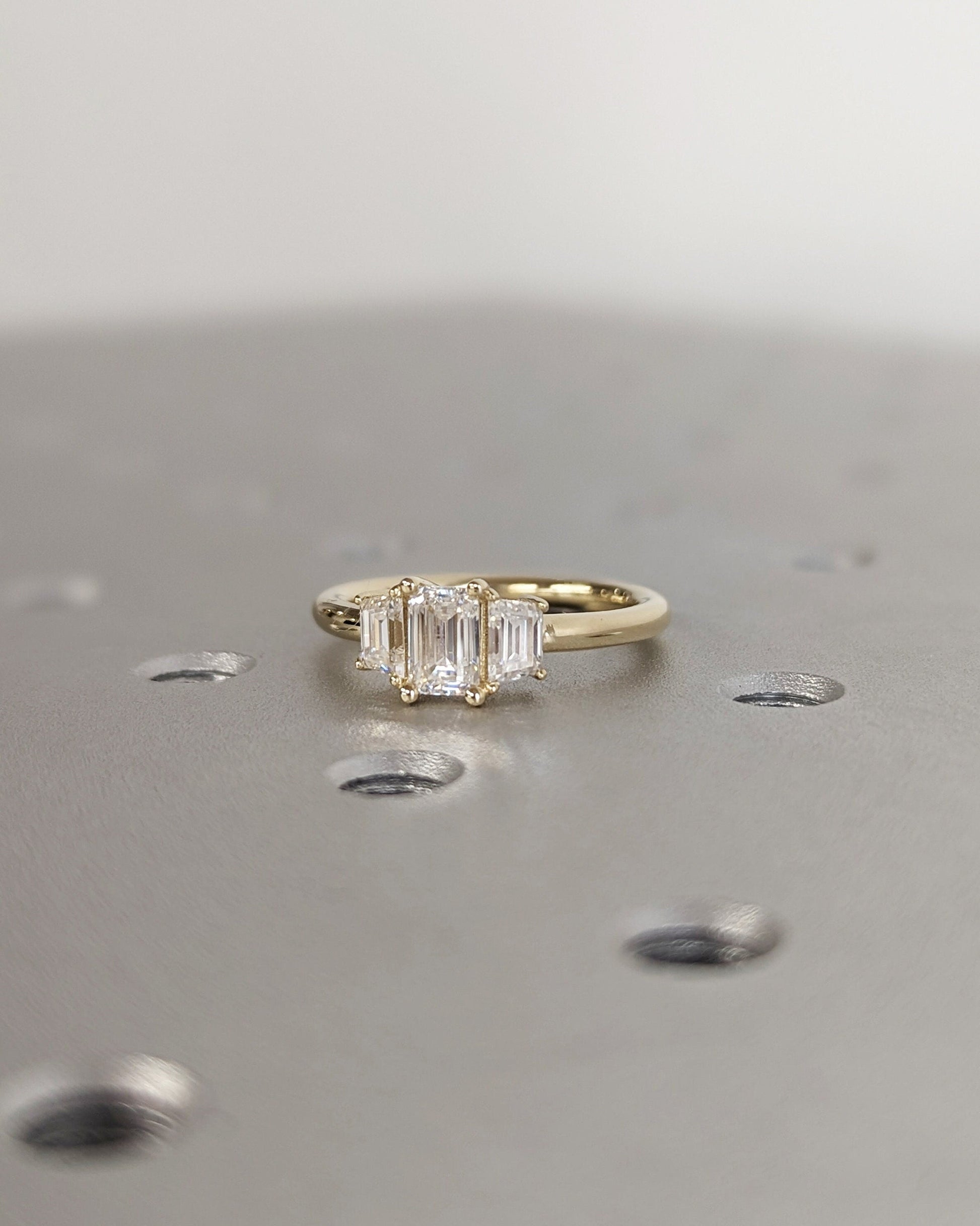 Asscher Three Stones Engagement Ring – 5.75 CT Moissanite Diamond