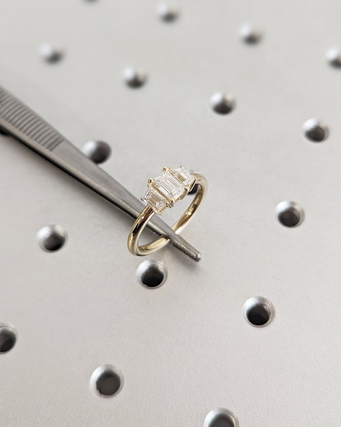 Asscher Three Stones Engagement Ring – 5.75 CT Moissanite Diamond