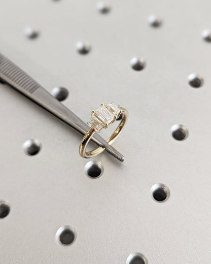 Asscher Three Stones Engagement Ring – 5.75 CT Moissanite Diamond