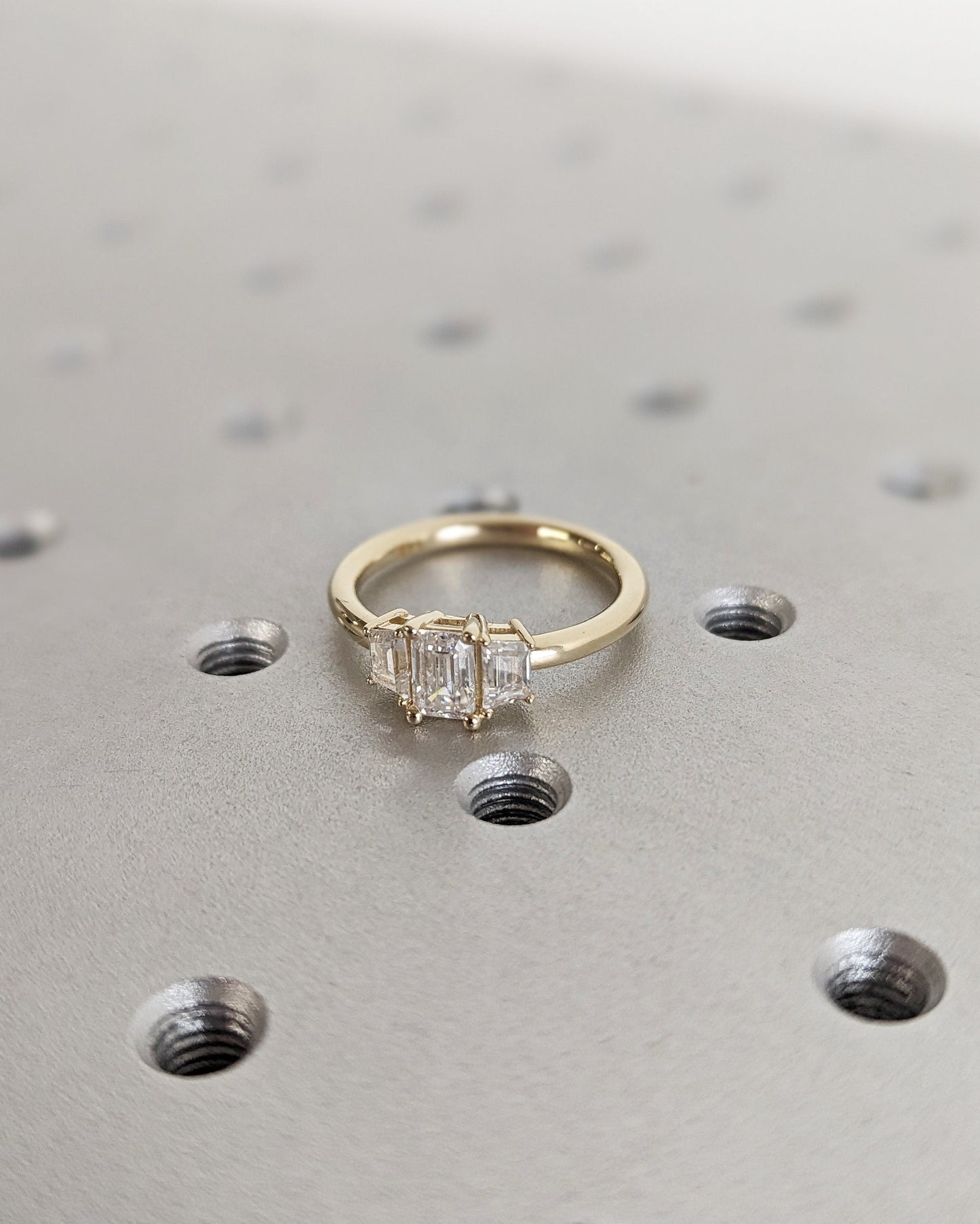 Asscher Three Stones Engagement Ring – 5.75 CT Moissanite Diamond