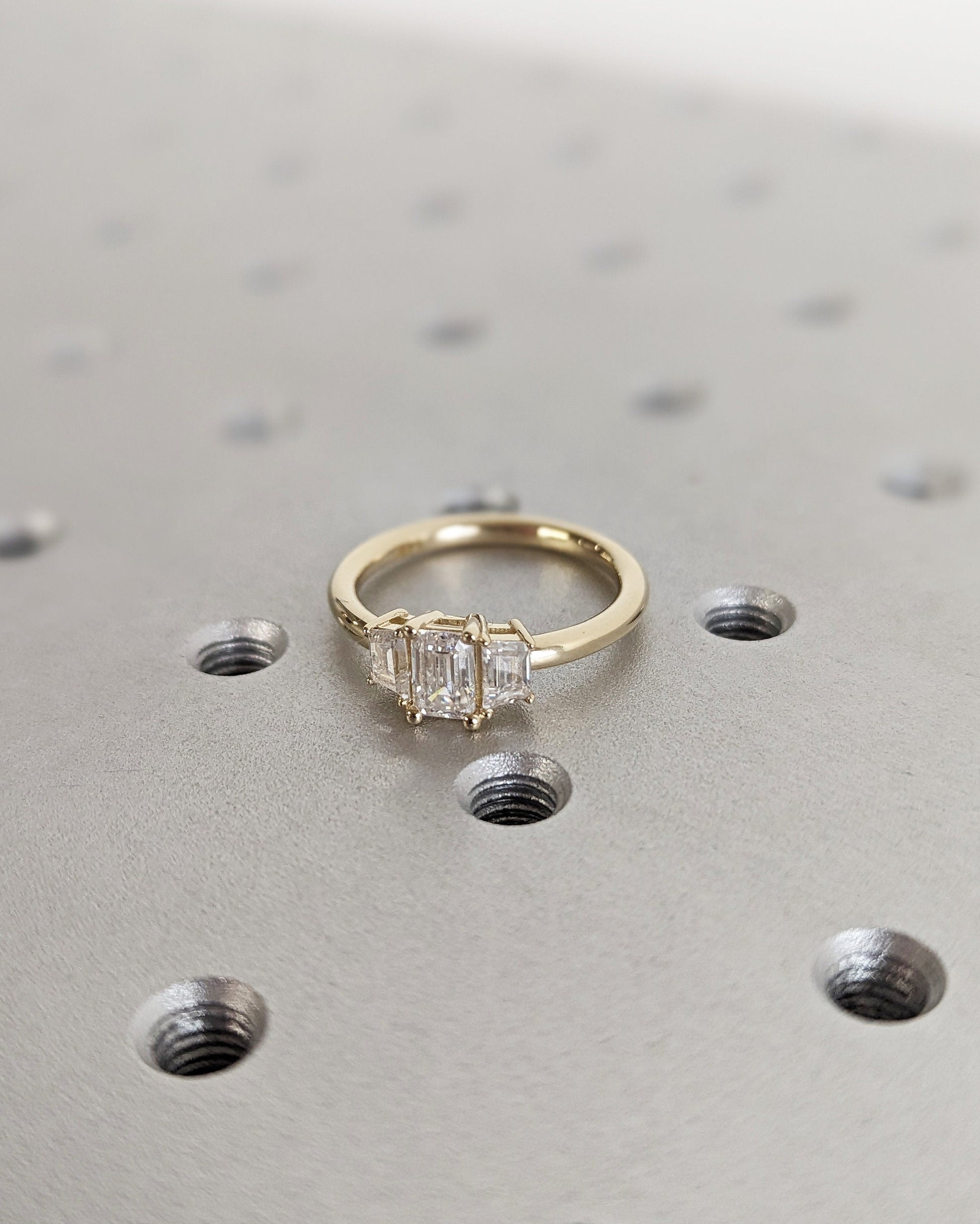 Asscher Three Stones Engagement Ring – 5.75 CT Moissanite Diamond