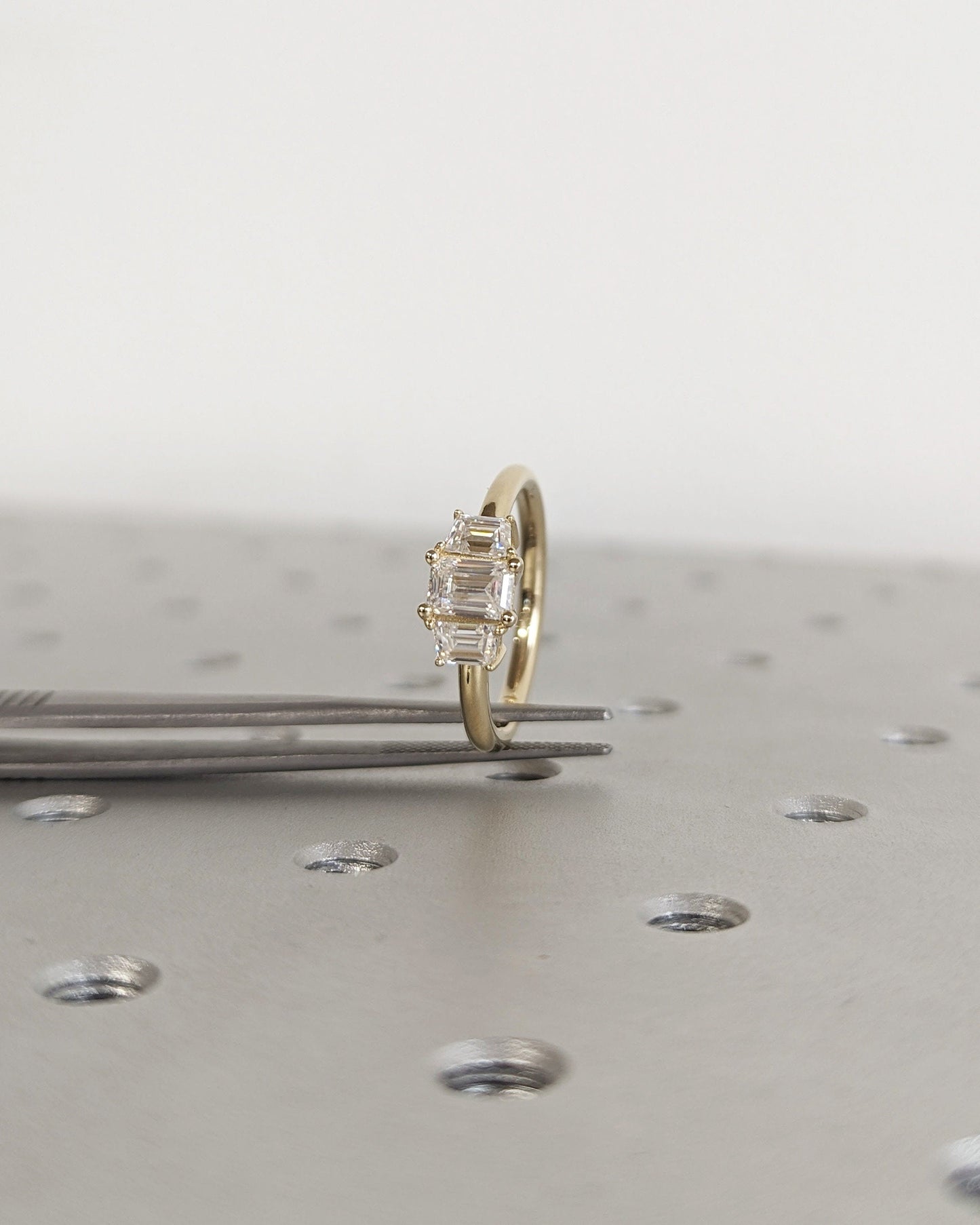 Asscher Three Stones Engagement Ring – 5.75 CT Moissanite Diamond
