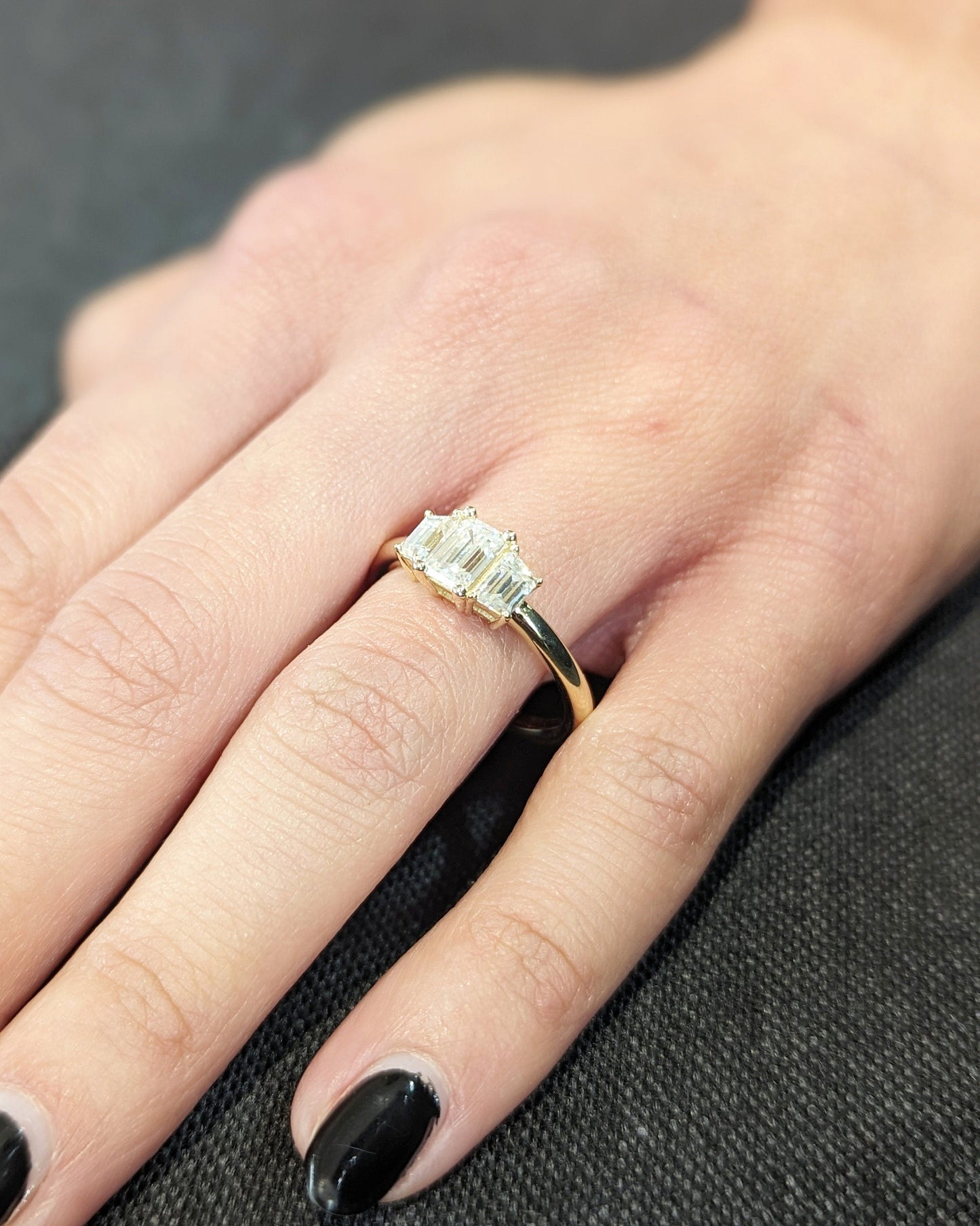 Asscher Three Stones Engagement Ring – 5.75 CT Moissanite Diamond