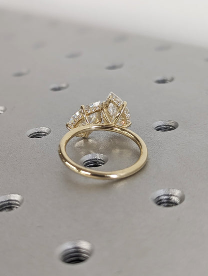 Asscher Three Stones Engagement Ring – 5.75 CT Moissanite Diamond