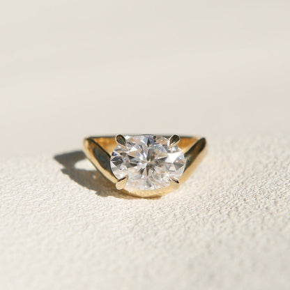 Round Swirl Semi Pave Engagement Ring – 1 CT Moissanite Diamond