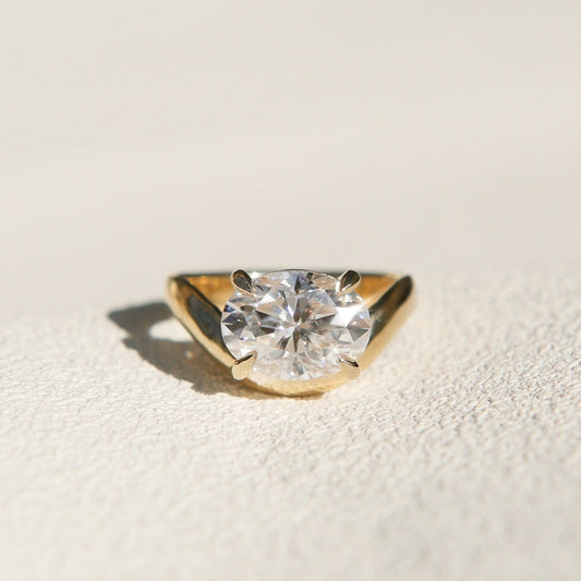 Round Swirl Semi Pave Engagement Ring – 1 CT Moissanite Diamond