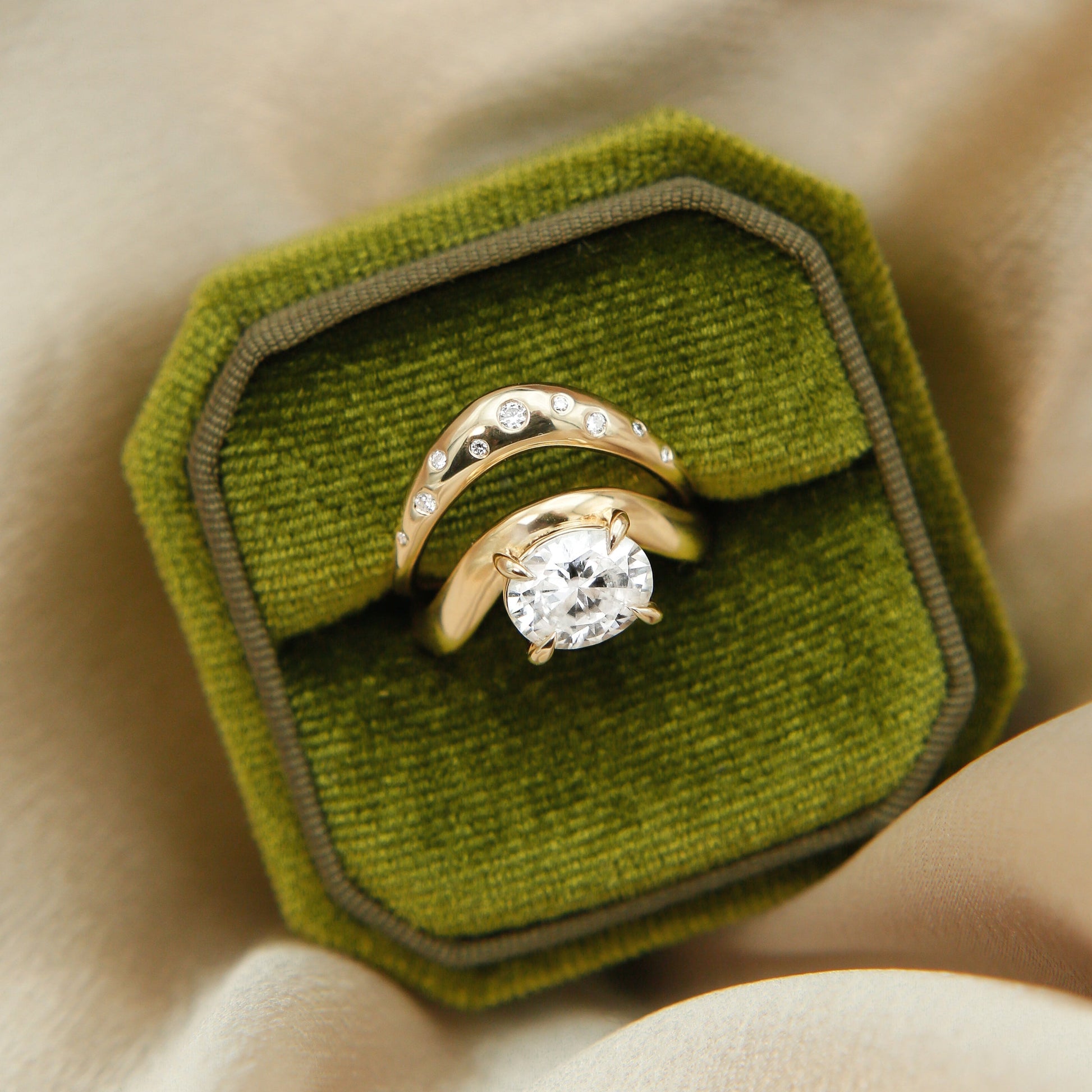Round Swirl Semi Pave Engagement Ring – 1 CT Moissanite Diamond
