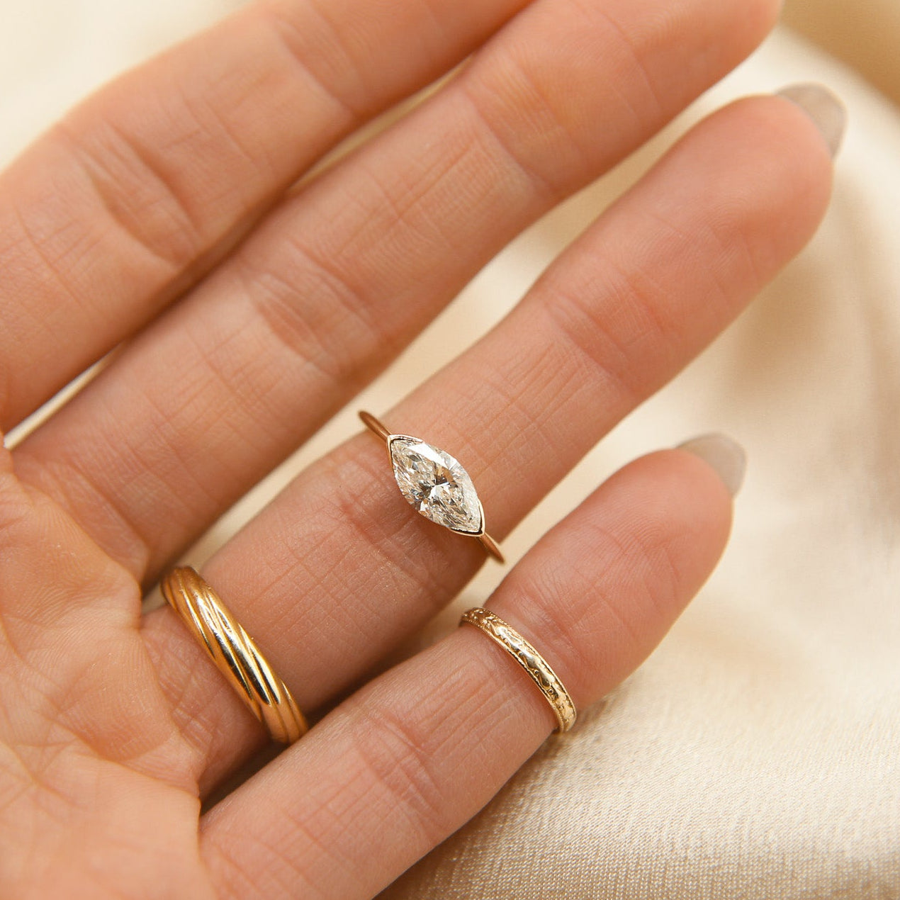 Round Swirl Semi Pave Engagement Ring – 1 CT Moissanite Diamond