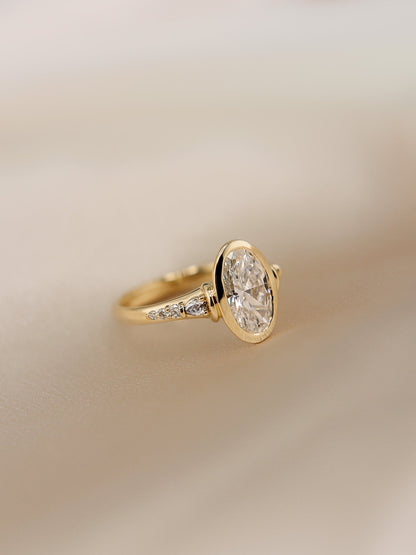 Round Swirl Semi Pave Engagement Ring – 1 CT Moissanite Diamond