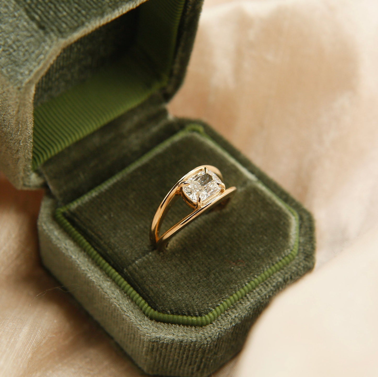 Round Swirl Semi Pave Engagement Ring – 1 CT Moissanite Diamond