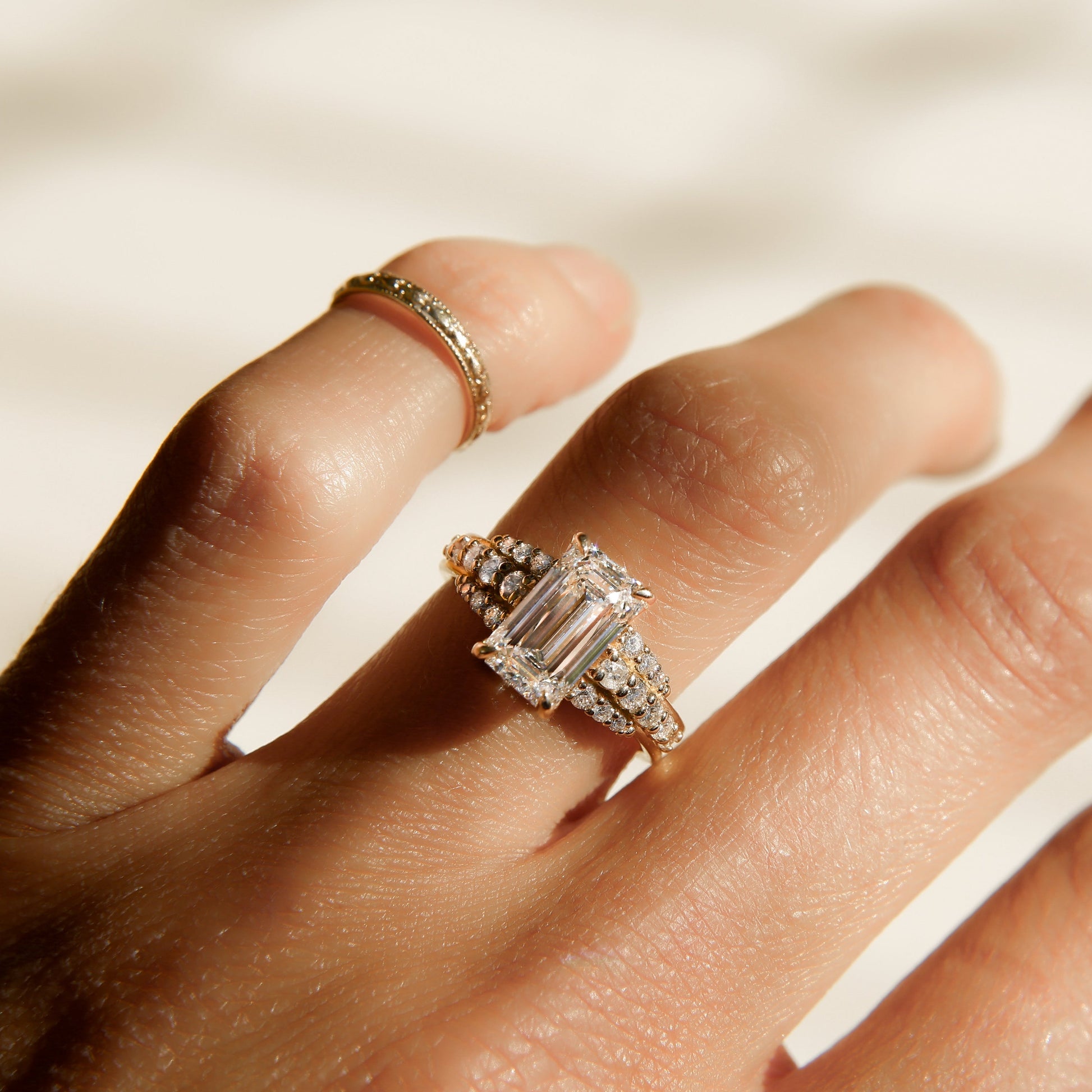 Round Swirl Semi Pave Engagement Ring – 1 CT Moissanite Diamond
