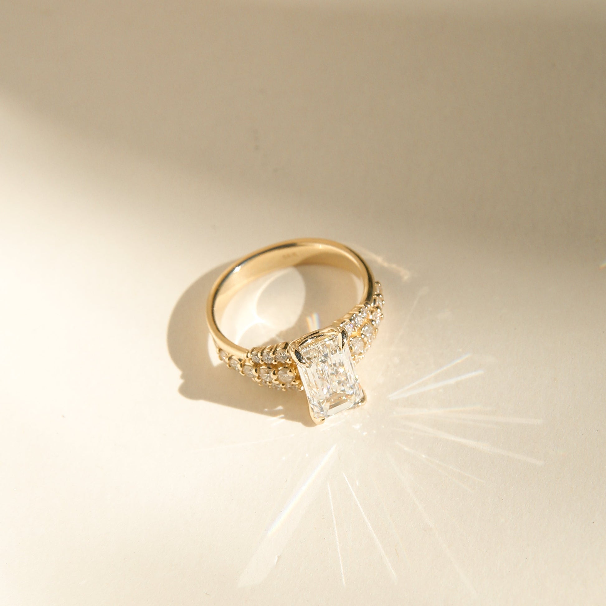 Round Swirl Semi Pave Engagement Ring – 1 CT Moissanite Diamond