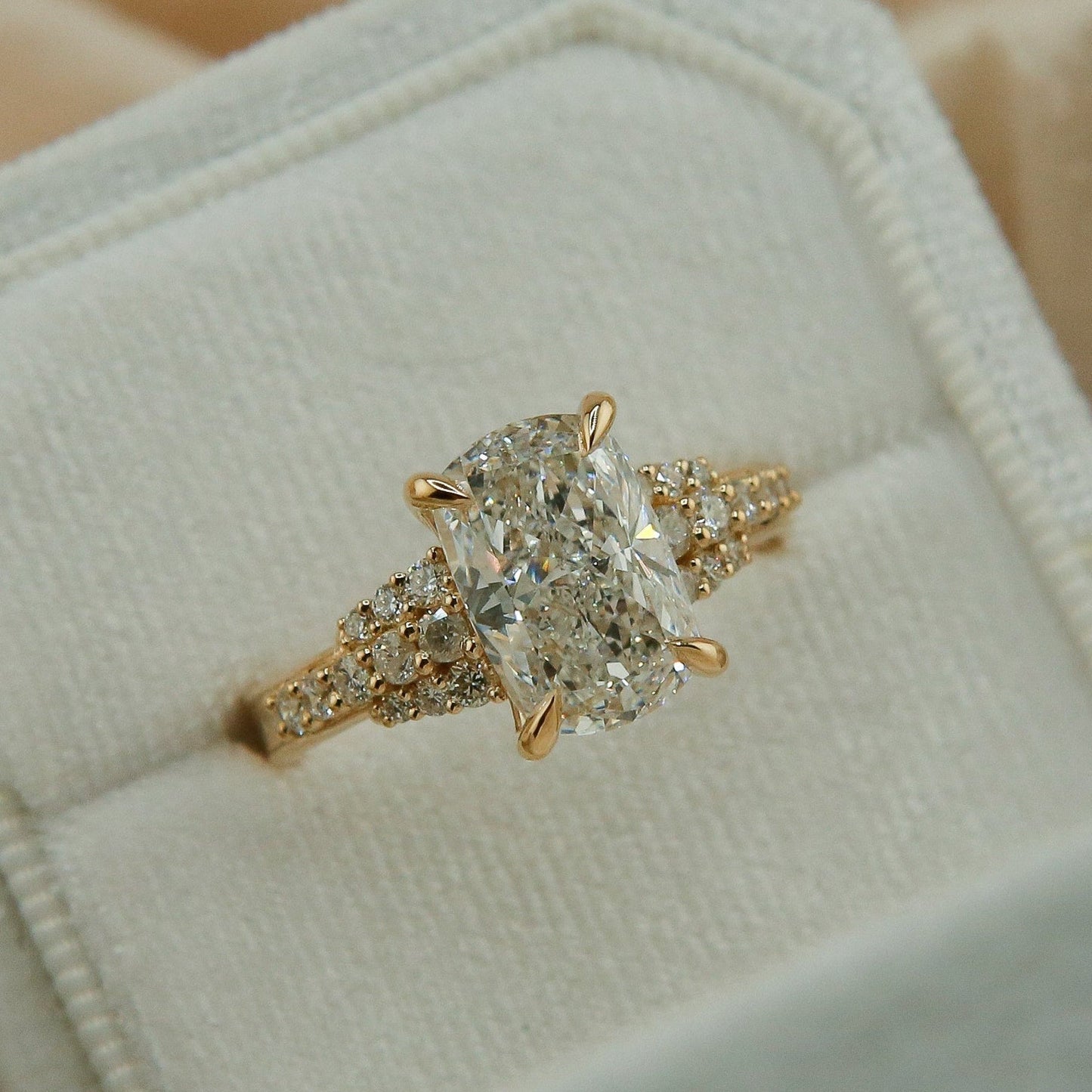 Round Swirl Semi Pave Engagement Ring – 1 CT Moissanite Diamond