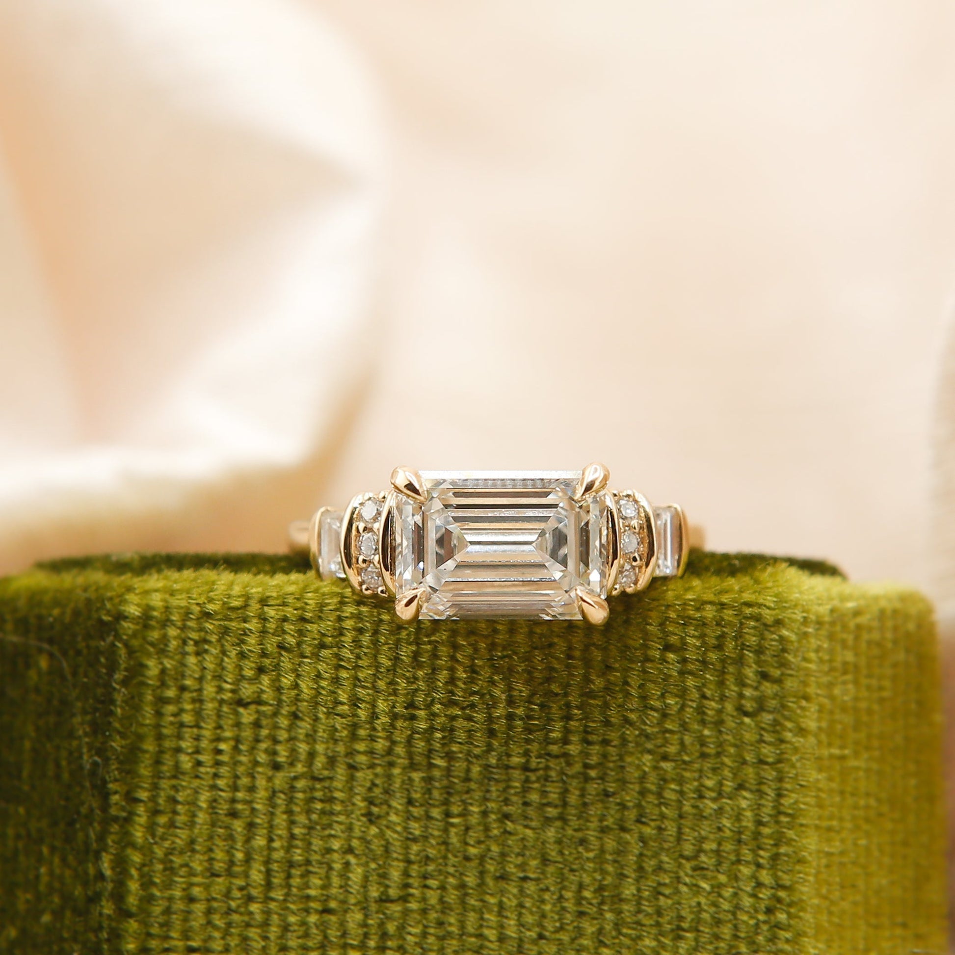 Round Swirl Semi Pave Engagement Ring – 1 CT Moissanite Diamond