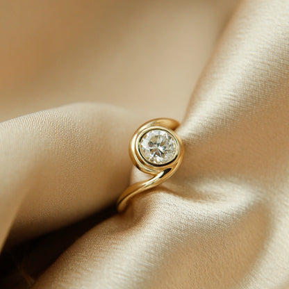 Round Swirl Semi Pave Engagement Ring – 1 CT Moissanite Diamond