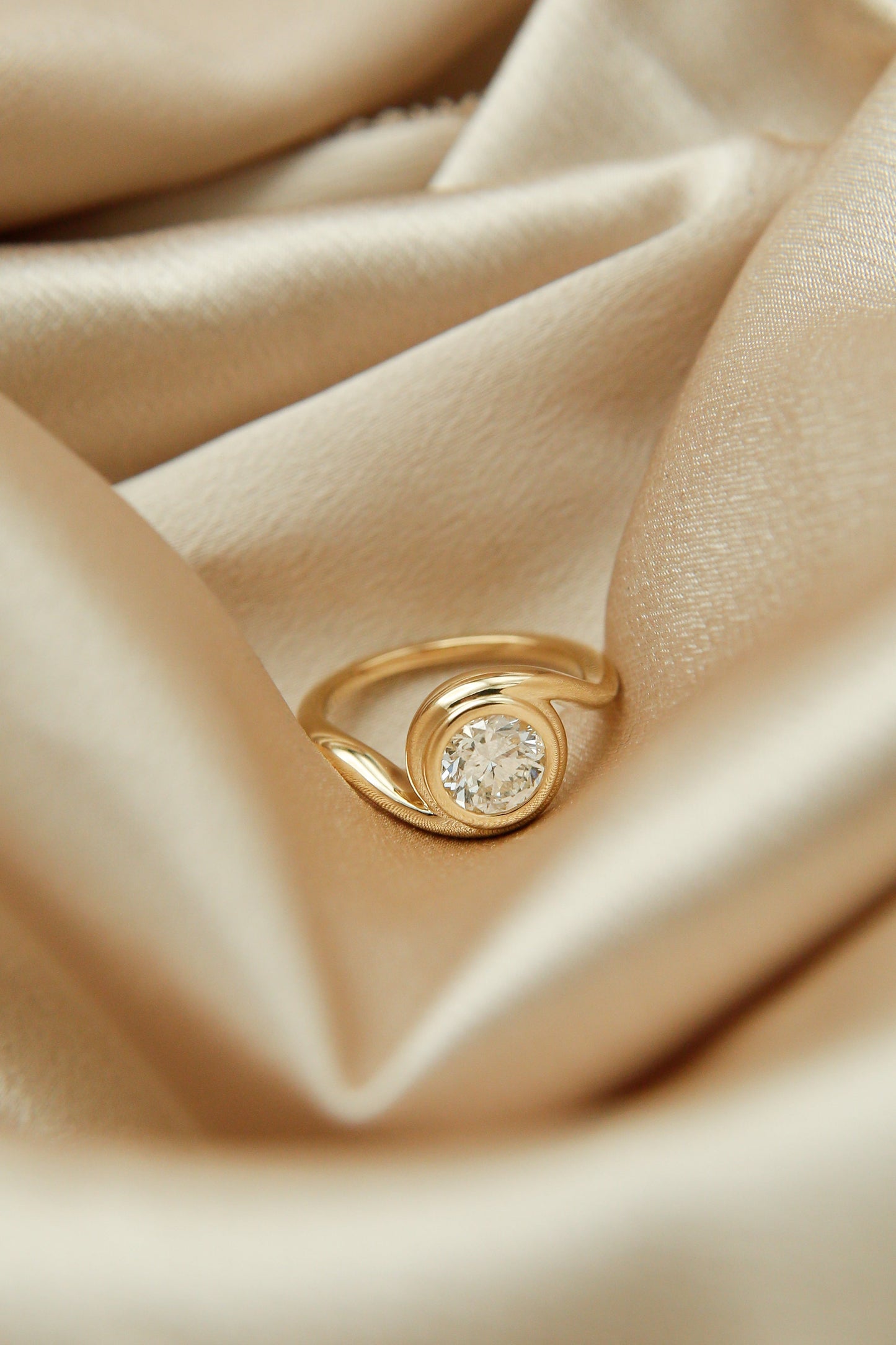 Round Swirl Semi Pave Engagement Ring – 1 CT Moissanite Diamond