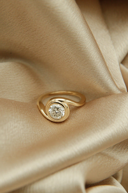 Round Swirl Semi Pave Engagement Ring – 1 CT Moissanite Diamond