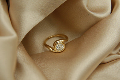 Round Swirl Semi Pave Engagement Ring – 1 CT Moissanite Diamond