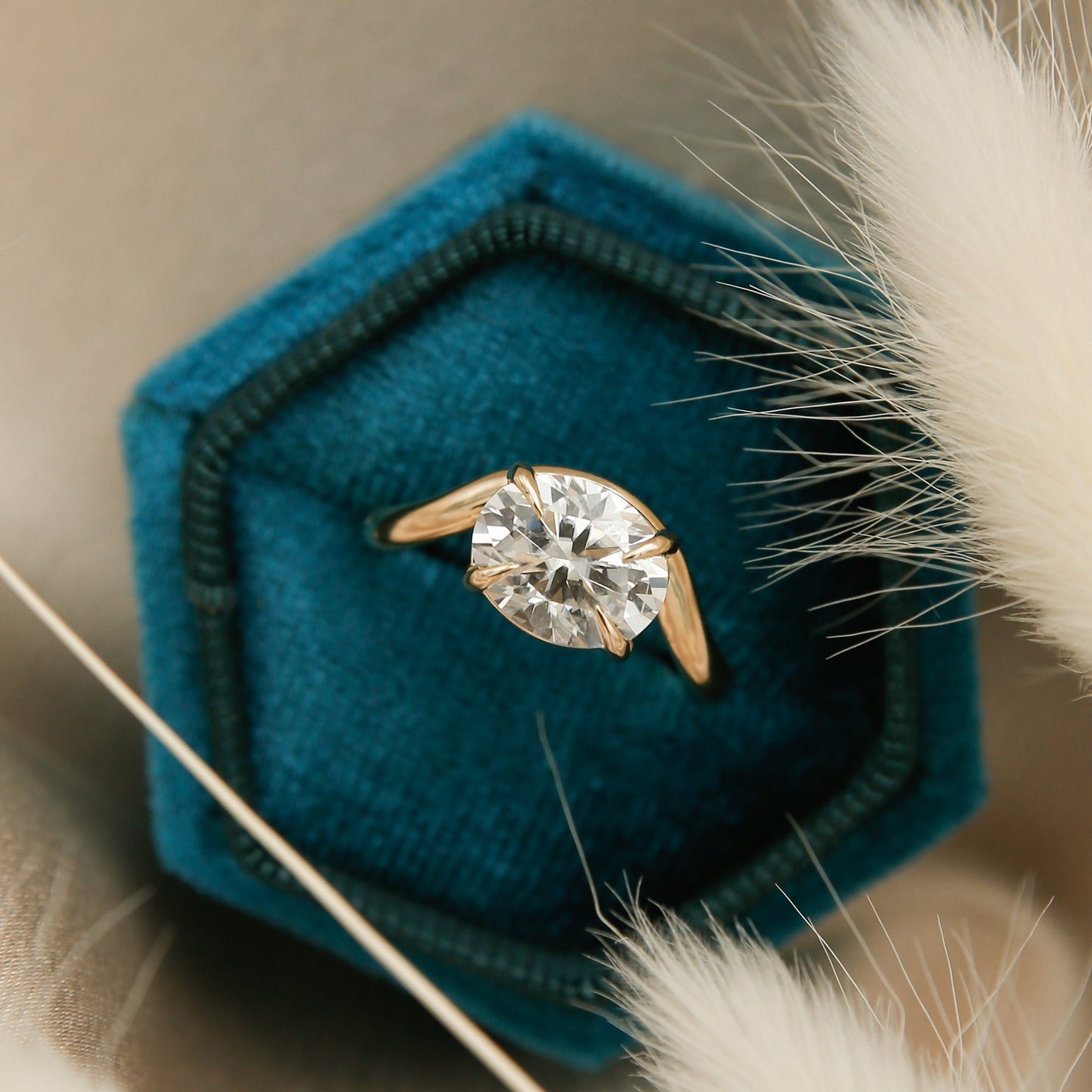 Round Swirl Semi Pave Engagement Ring – 1 CT Moissanite Diamond