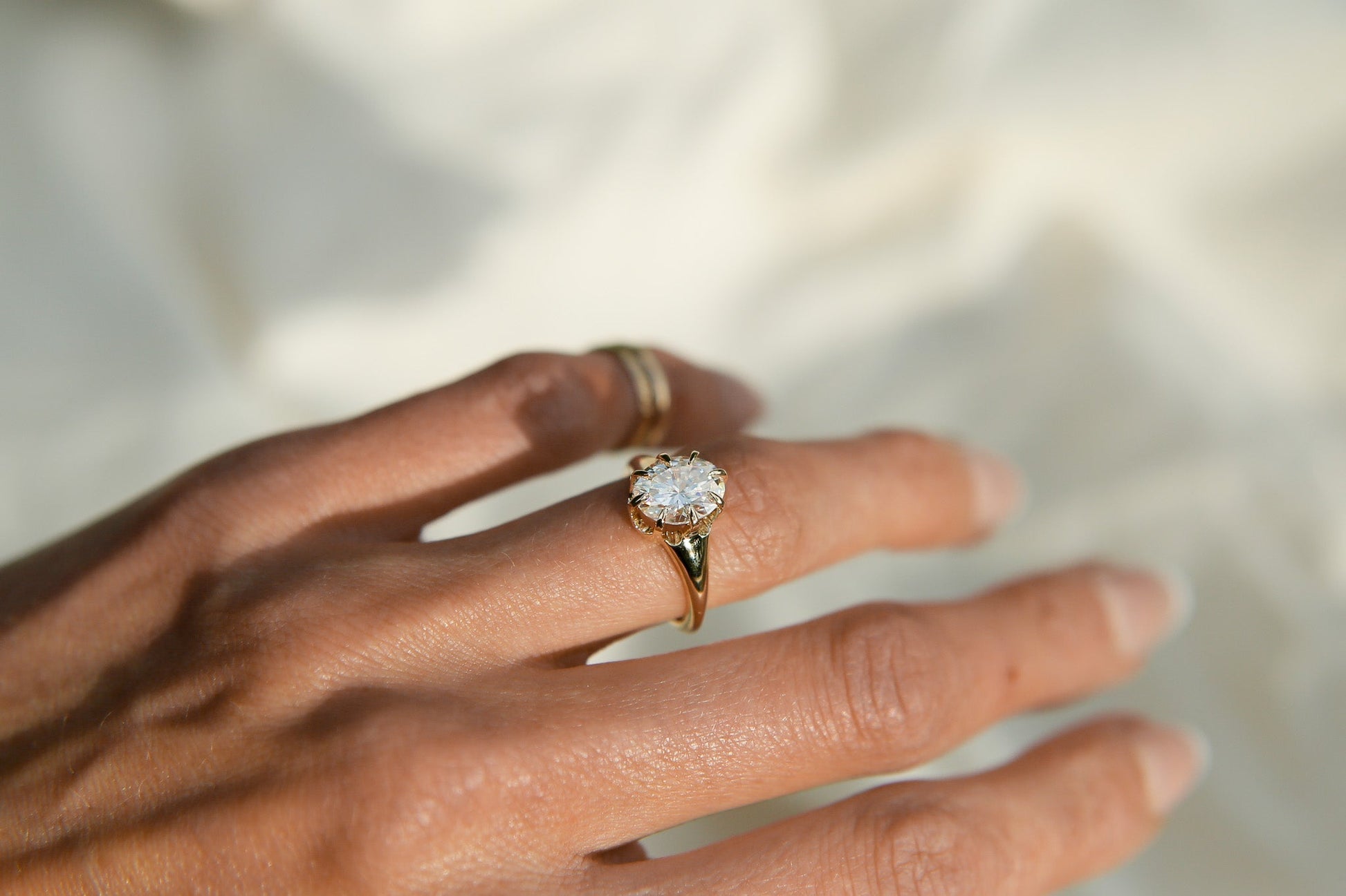 Round Swirl Semi Pave Engagement Ring – 1 CT Moissanite Diamond