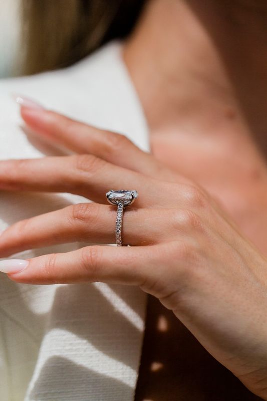 Moval Swirl Semi Pave Engagement Ring – 2.5 CT Lab Grown Diamond