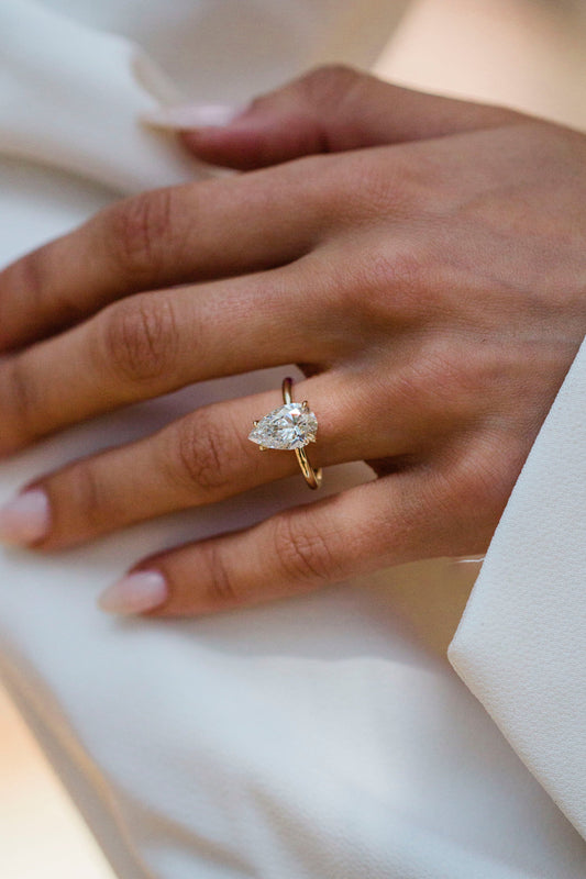 Moval Swirl Semi Pave Engagement Ring – 2.5 CT Lab Grown Diamond