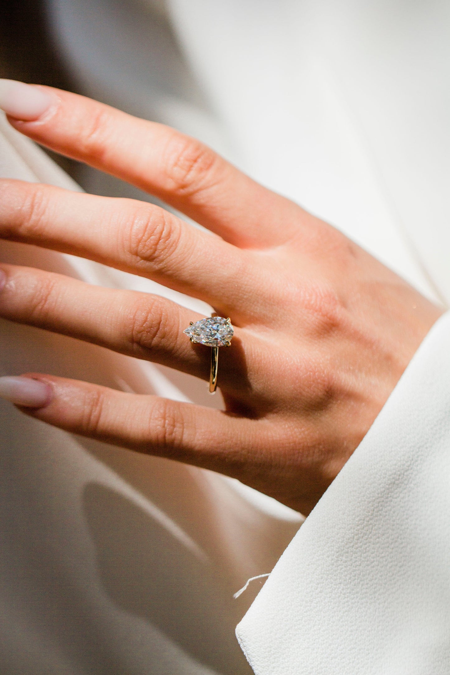 Moval Swirl Semi Pave Engagement Ring – 2.5 CT Lab Grown Diamond