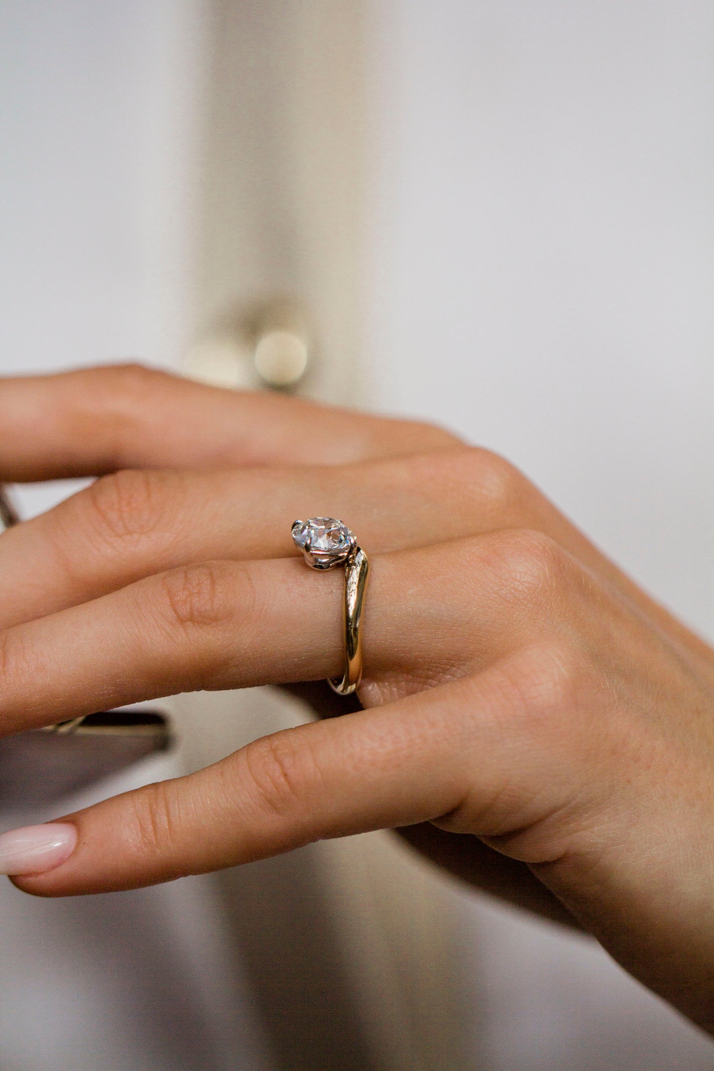 Moval Swirl Semi Pave Engagement Ring – 2.5 CT Lab Grown Diamond