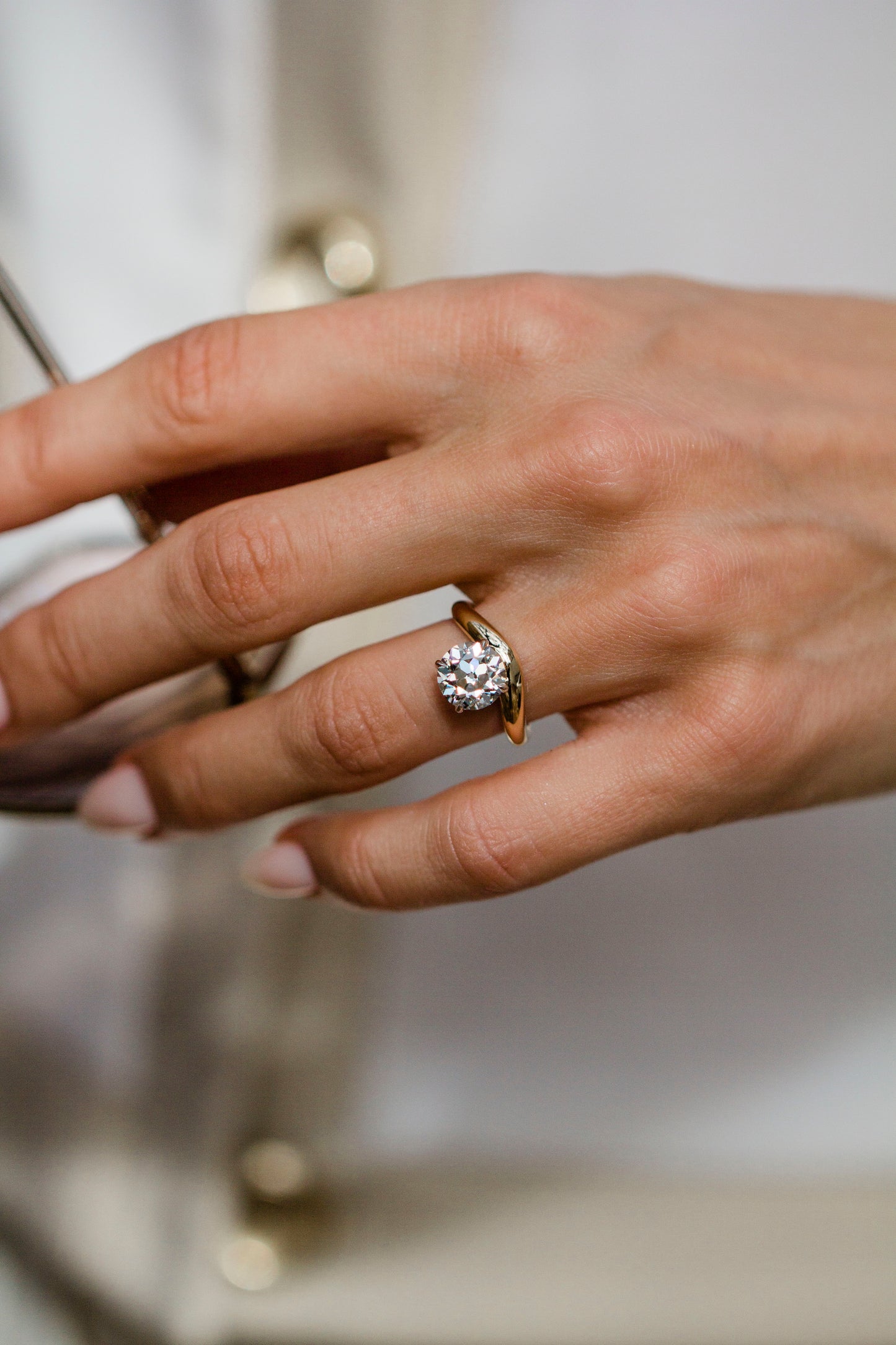 Moval Swirl Semi Pave Engagement Ring – 2.5 CT Lab Grown Diamond