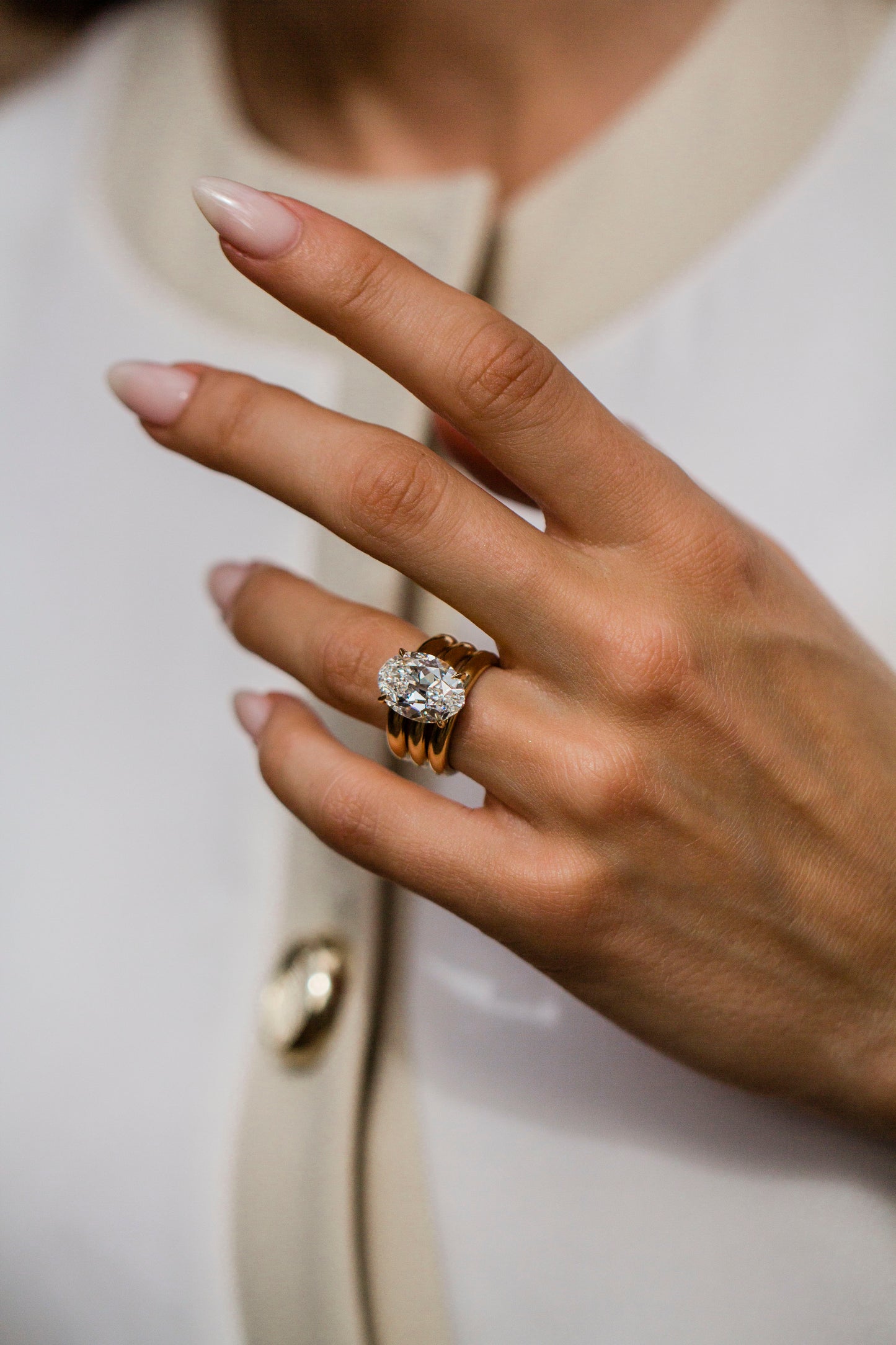 Moval Swirl Semi Pave Engagement Ring – 2.5 CT Lab Grown Diamond