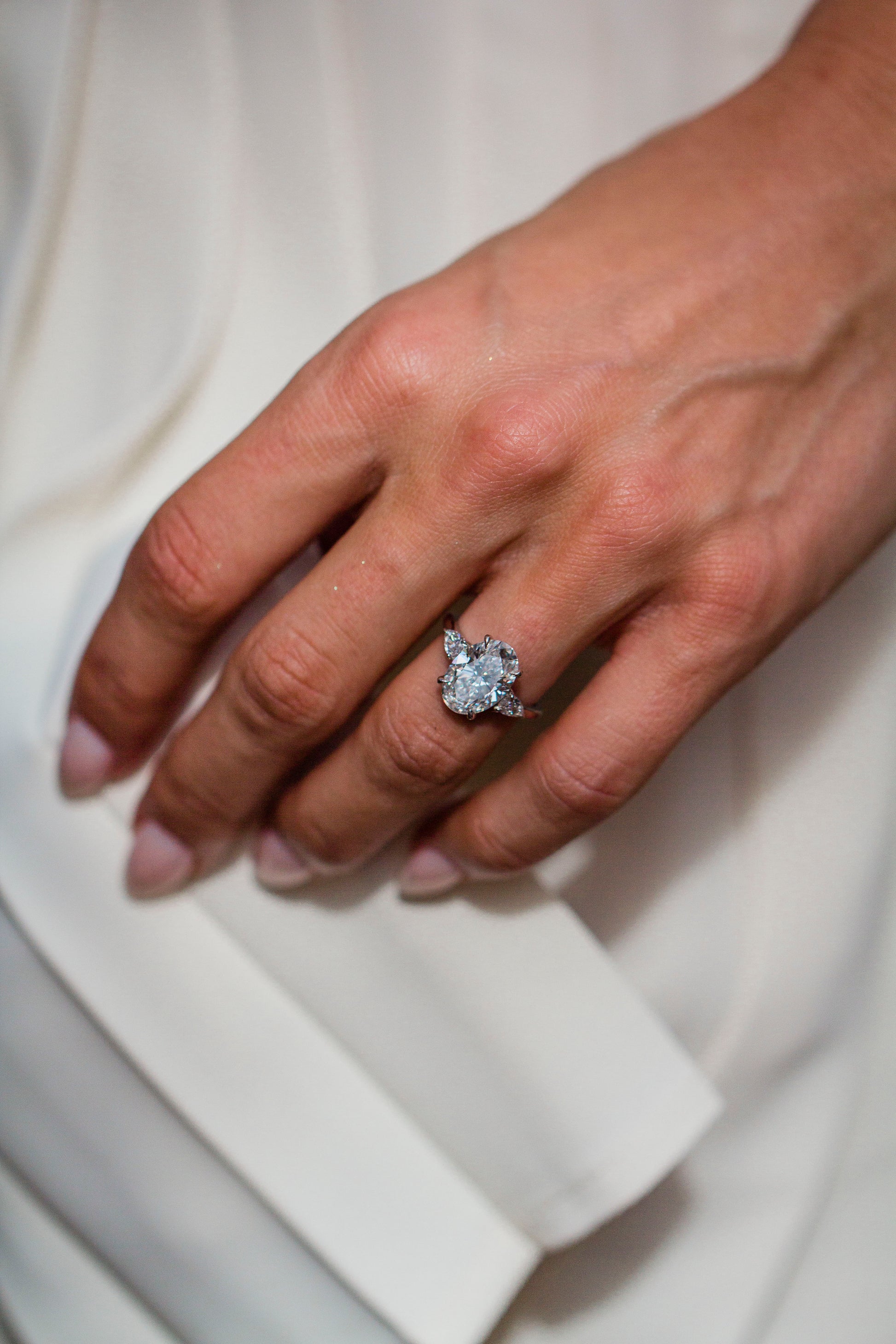 Moval Swirl Semi Pave Engagement Ring – 2.5 CT Lab Grown Diamond
