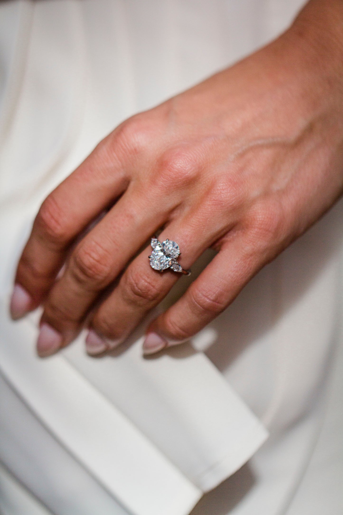 Moval Swirl Semi Pave Engagement Ring – 2.5 CT Lab Grown Diamond