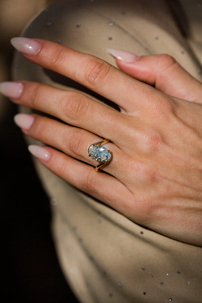 Moval Swirl Semi Pave Engagement Ring – 2.5 CT Lab Grown Diamond