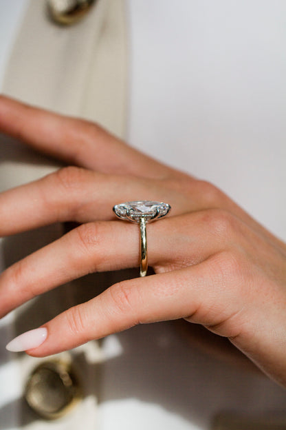 Moval Swirl Semi Pave Engagement Ring – 2.5 CT Lab Grown Diamond