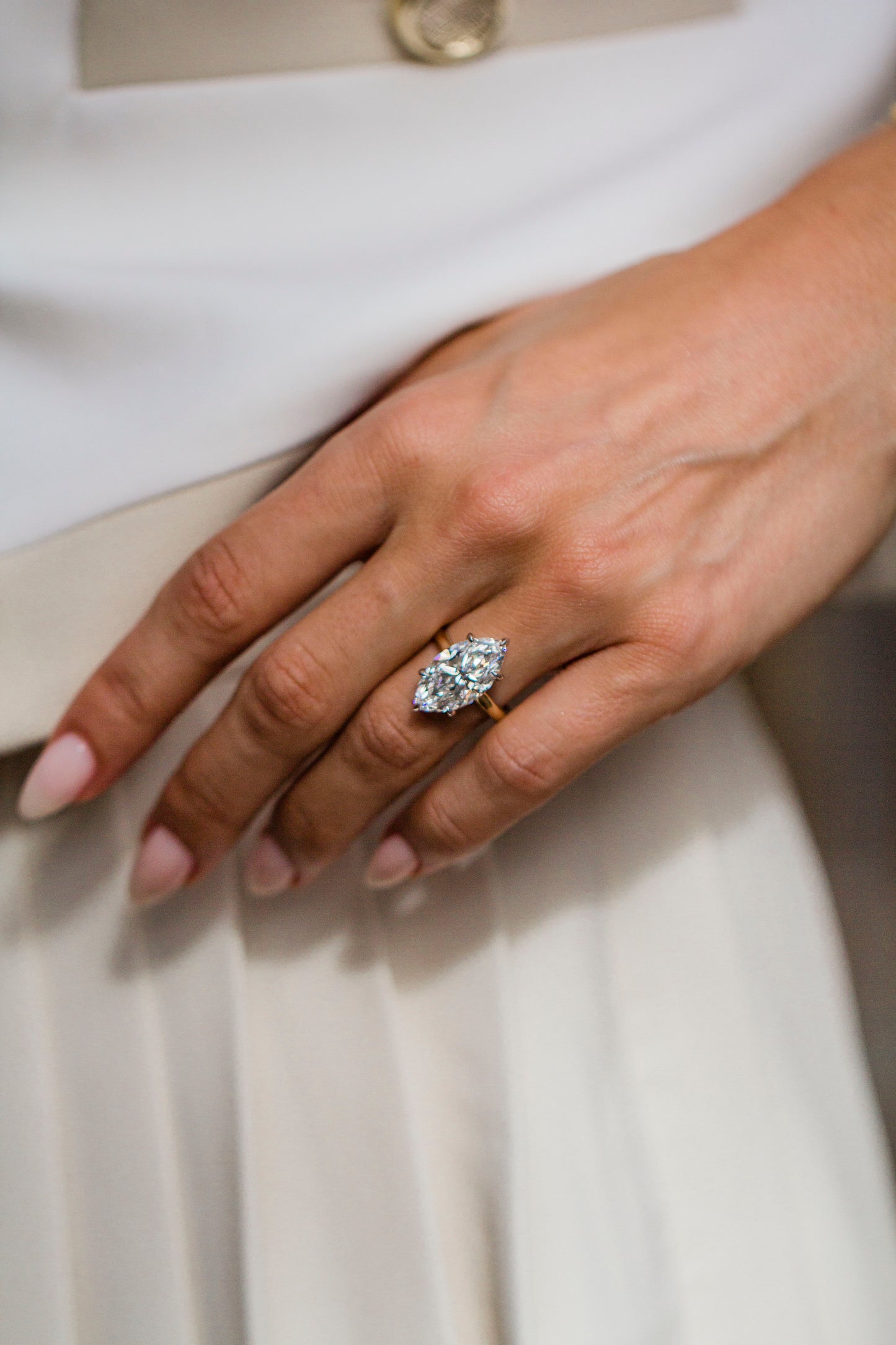 Moval Swirl Semi Pave Engagement Ring – 2.5 CT Lab Grown Diamond