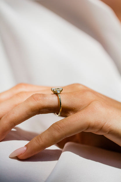Moval Swirl Semi Pave Engagement Ring – 2.5 CT Lab Grown Diamond