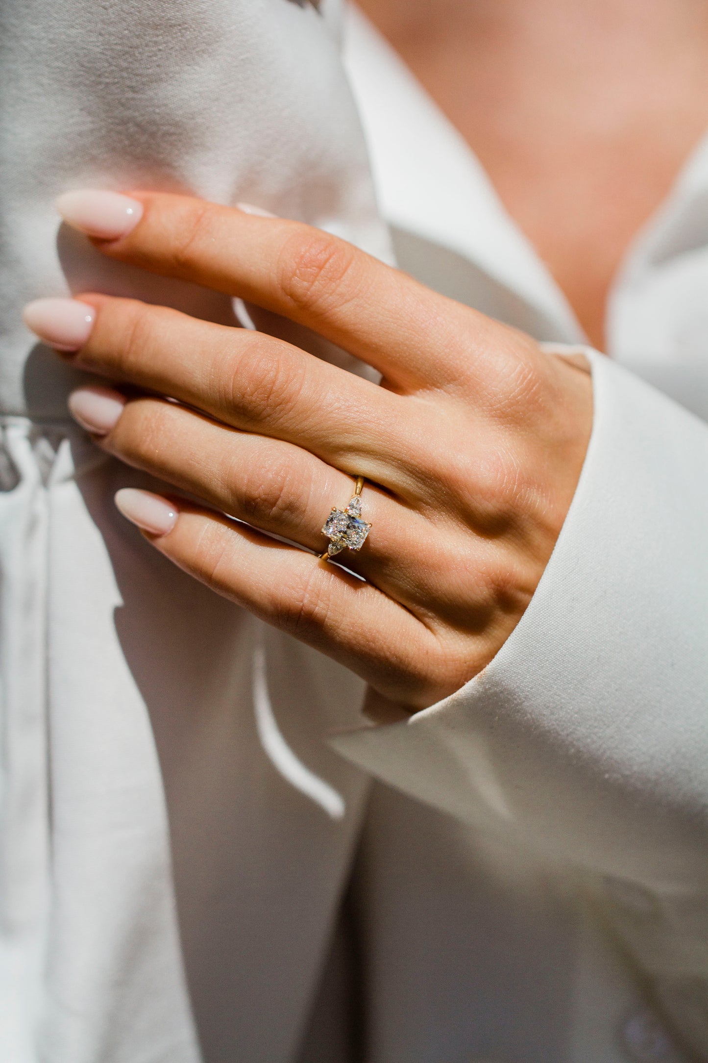 Moval Swirl Semi Pave Engagement Ring – 2.5 CT Lab Grown Diamond